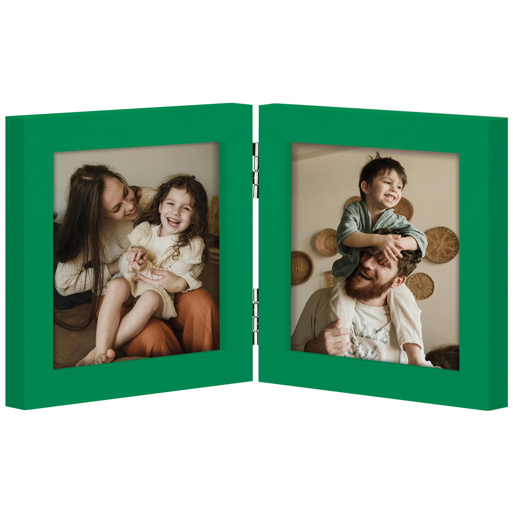 decorUhome Double 4x6 Picture Frame Vertical, Engineered Wood Bifold Photo Frame with Plexiglass for Tabletop Display, 4x6, Black