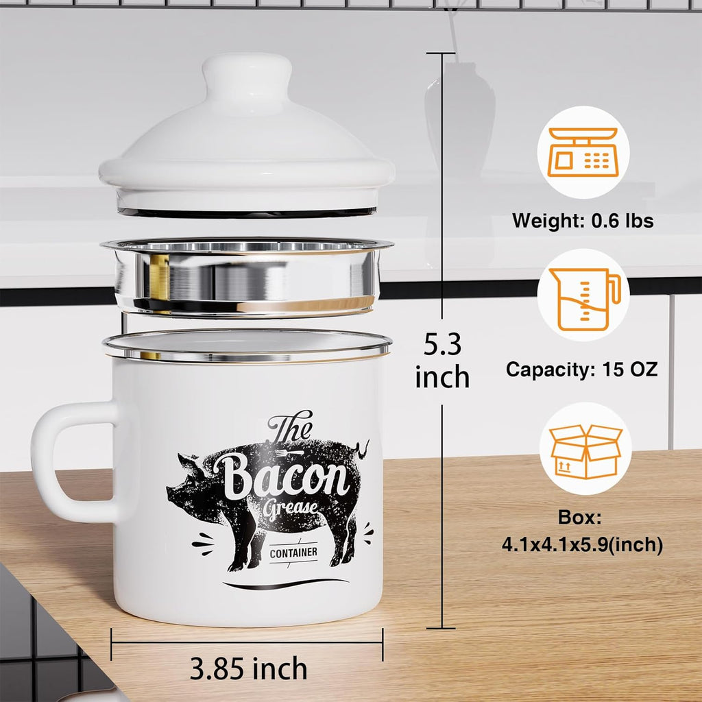 Red Meat Chopper and White Mini 15OZ Bacon Grease Container