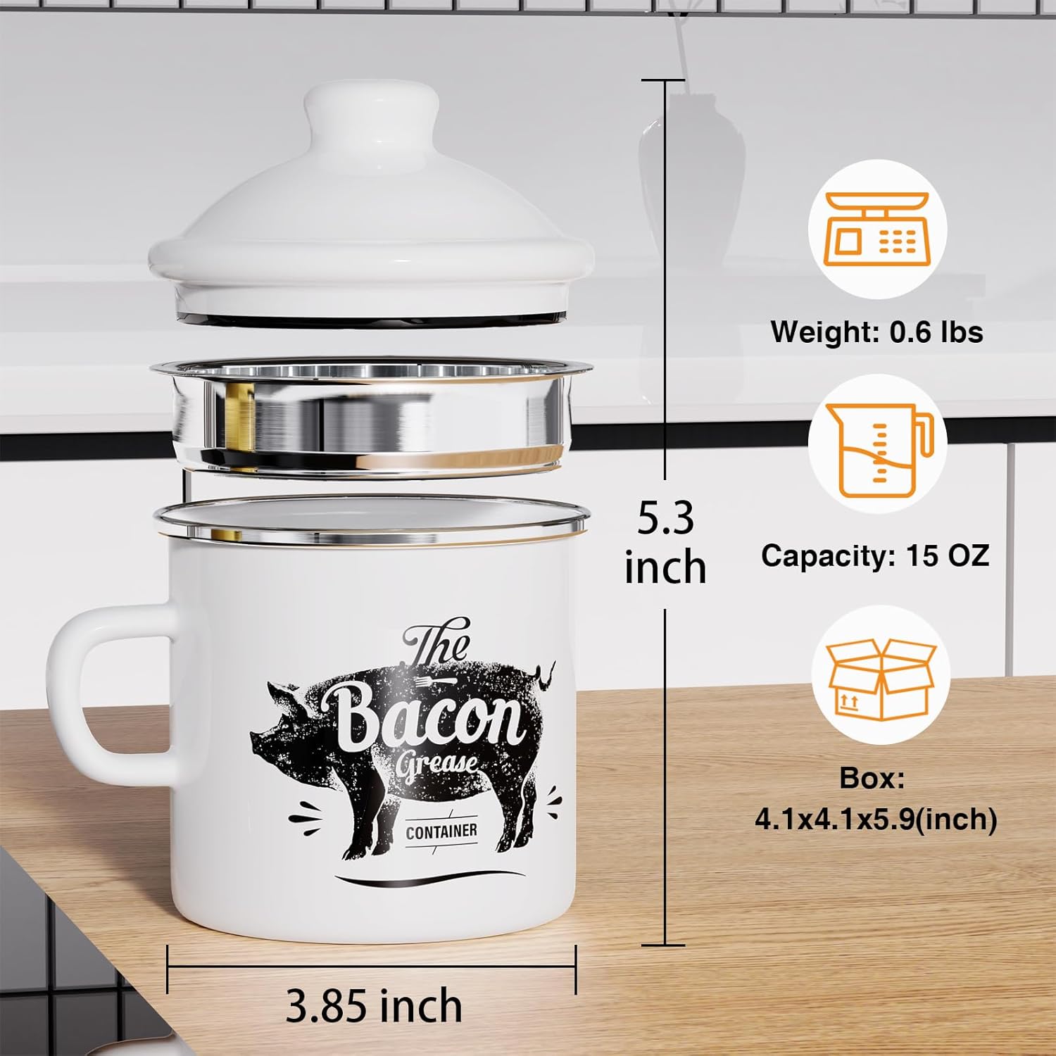 Red Meat Chopper and White Mini 15OZ Bacon Grease Container