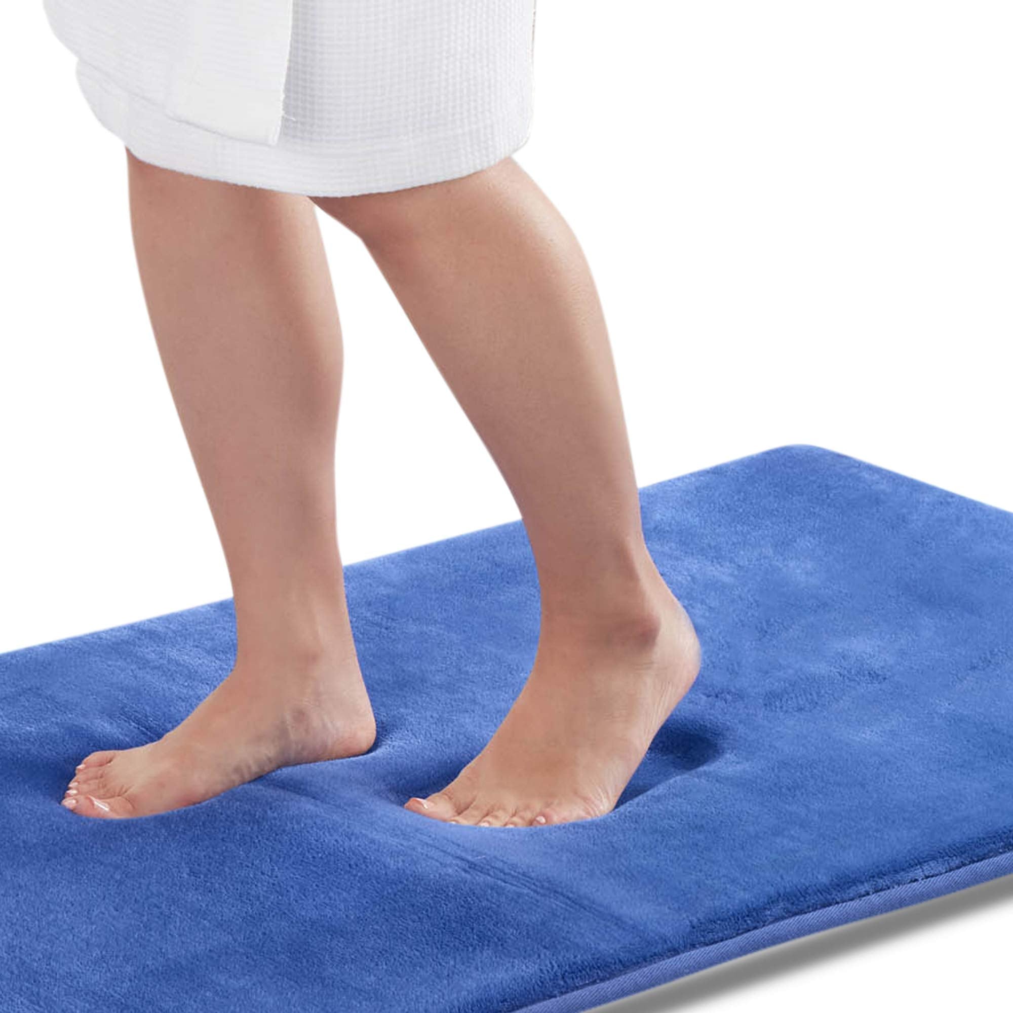Genteele Memory Foam Bath Mat Non Slip Absorbent Super Cozy Velvet Bathroom Rug Carpet (20 inches X 32 inches, Grey)