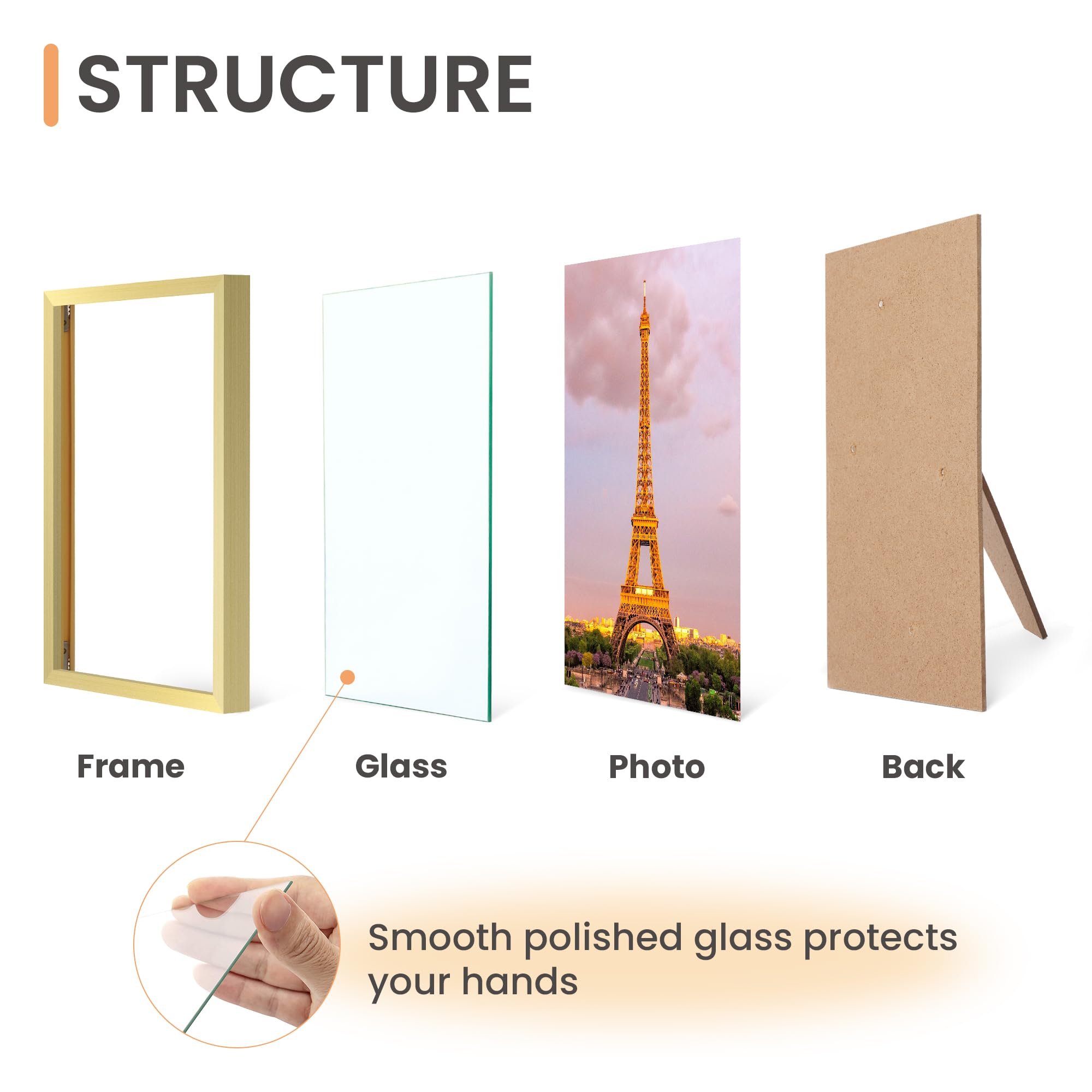 upsimples 5x7 Picture Frame Set of 3, Made of High Definition Glass for 5 x 7 Black Frames, Wall and Tabletop Display Thin Border Photo Frame for Home Décor