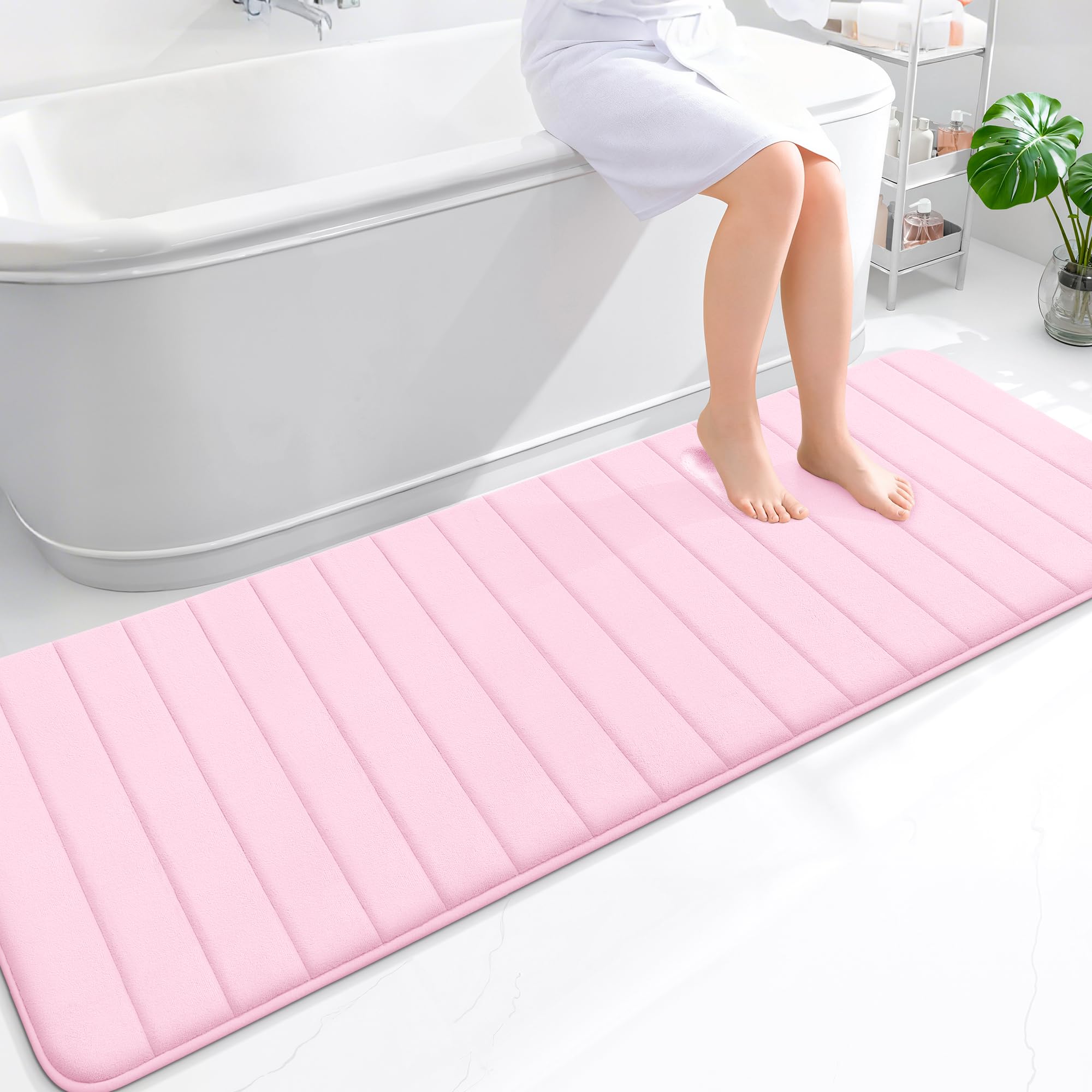 OLANLY Memory Foam Bath Mat 30x20, Super Soft Absorbent Bathroom Rugs, Quick Dry, Machine Washable Shower Floor Rugs, Bathmat Carpet, Bathroom Home Decor Accessories, Grey