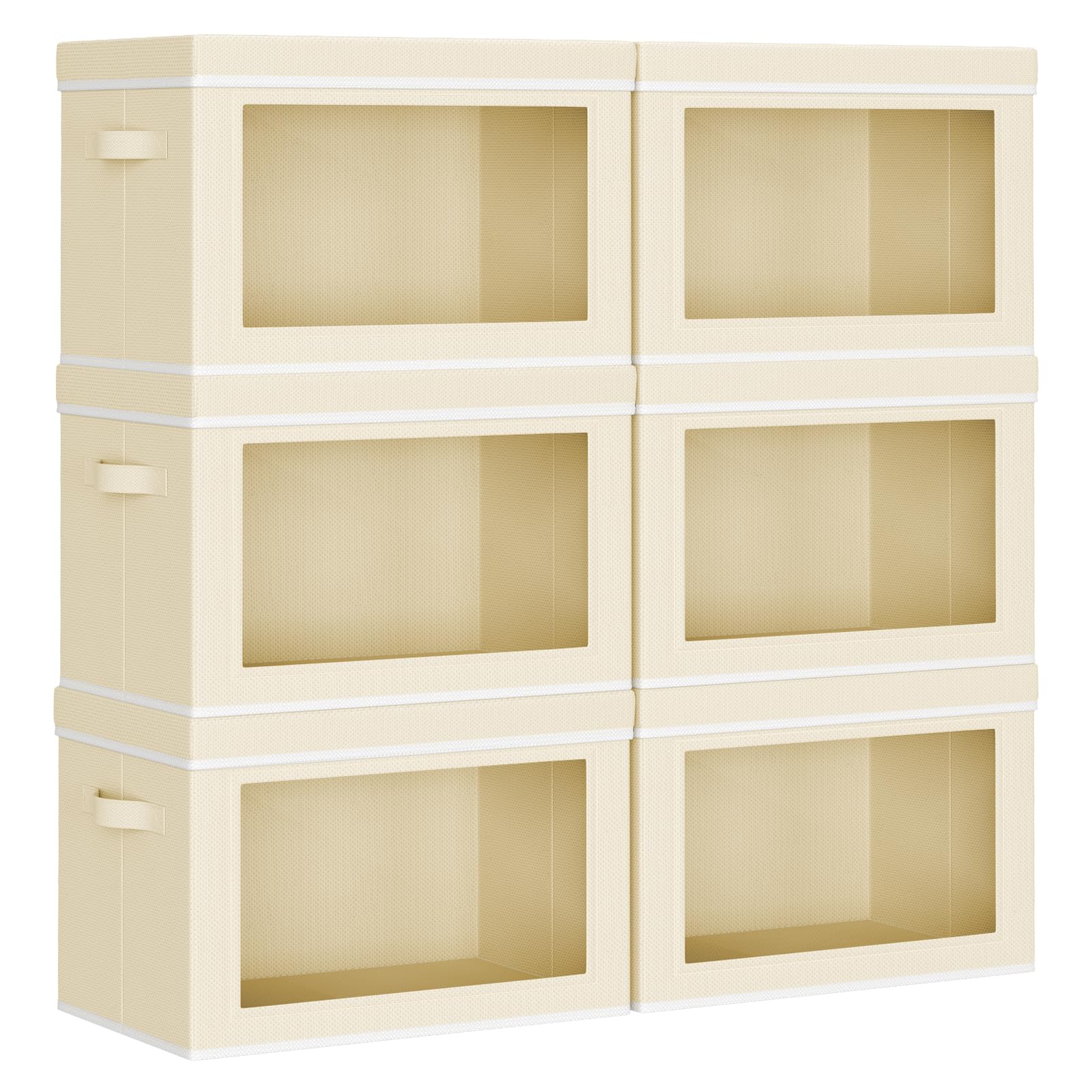 Homsorout Storage Bins with Lids - Fabric Closet Storage Bins with Window, Collapsible Baskets for Shelves 4 Pack, Home Decorative Boxes for Clothes, Closet, Office, Grey