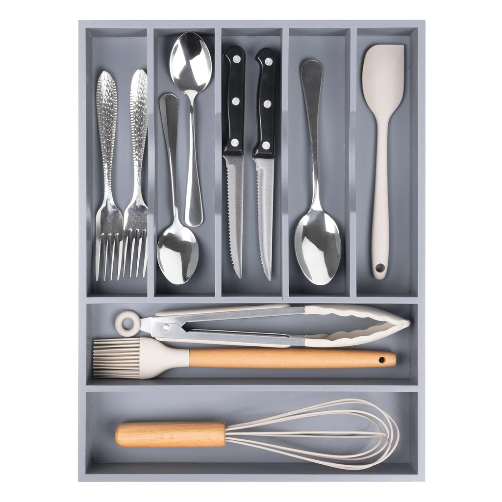 Bellsal Silverware Organizer Kitchen Drawer Organizer Expandable Bamboo Utensil Holder Cutlery Tray for Kitchen Utensil and Flatware Bedroom Office