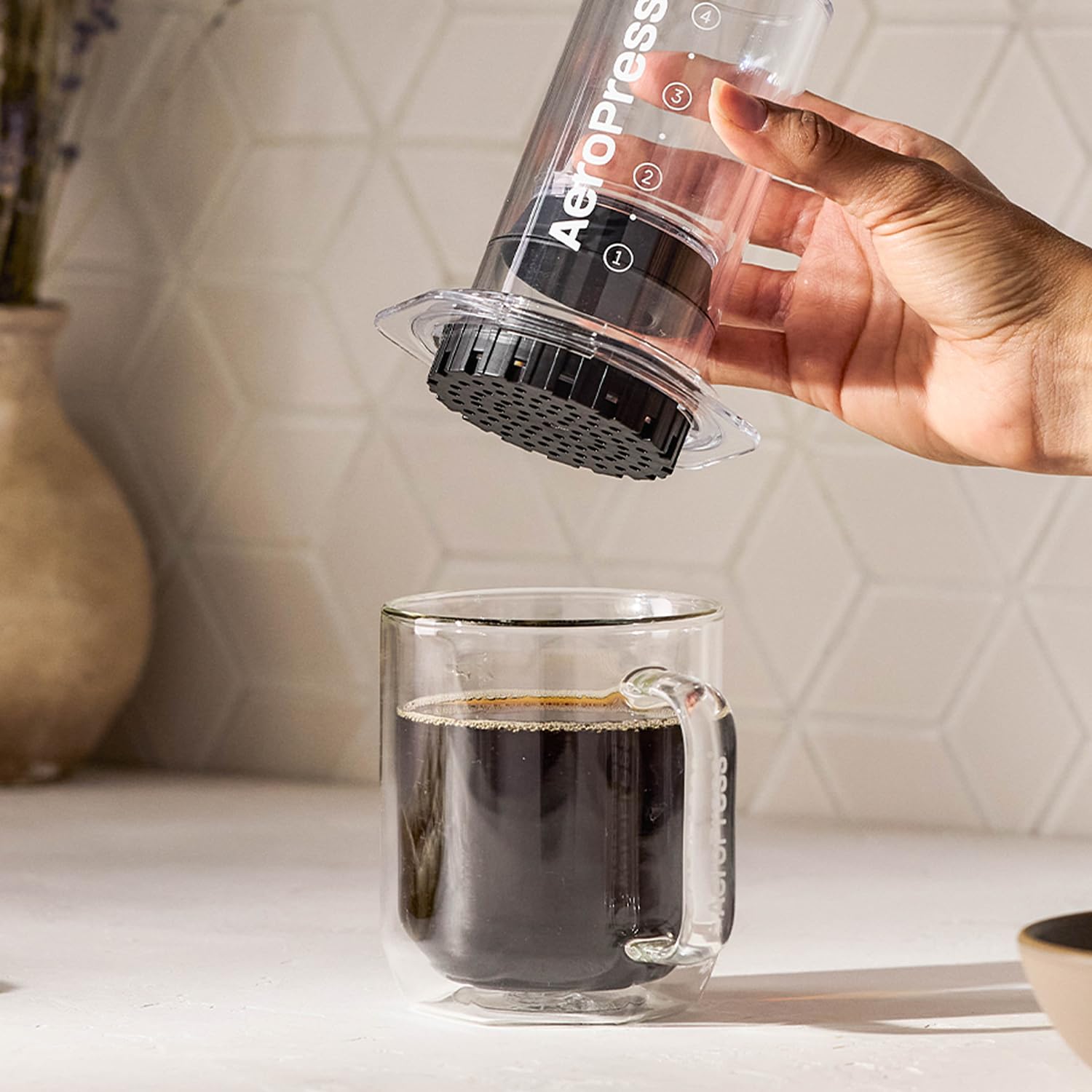 AeroPress Original Coffee Press - All-in-One French Press, Pour-Over & Espresso Style Manual Brewer, 2 Min Brew for Less Bitterness, More Flavor, Small Portable Coffee Maker, Travel & Camping