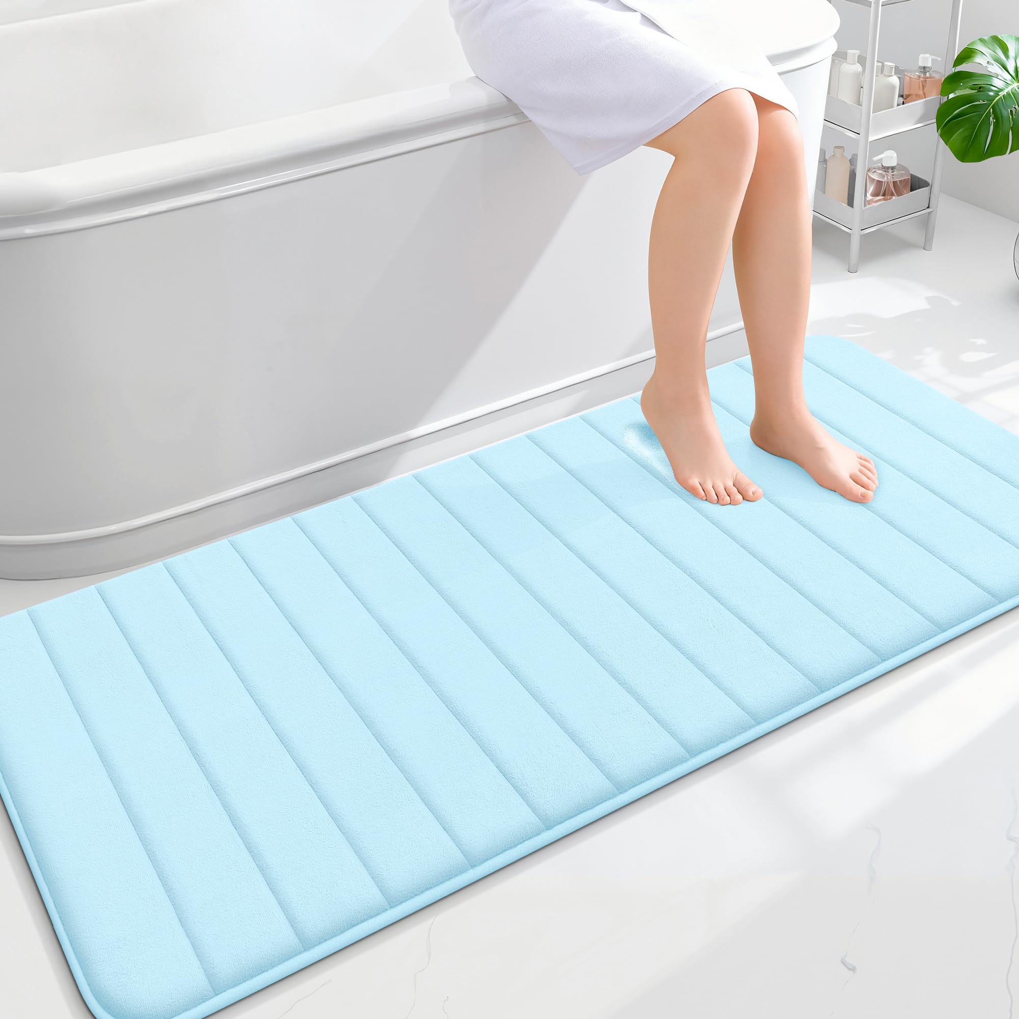 OLANLY Memory Foam Bath Mat 30x20, Super Soft Absorbent Bathroom Rugs, Quick Dry, Machine Washable Shower Floor Rugs, Bathmat Carpet, Bathroom Home Decor Accessories, Grey