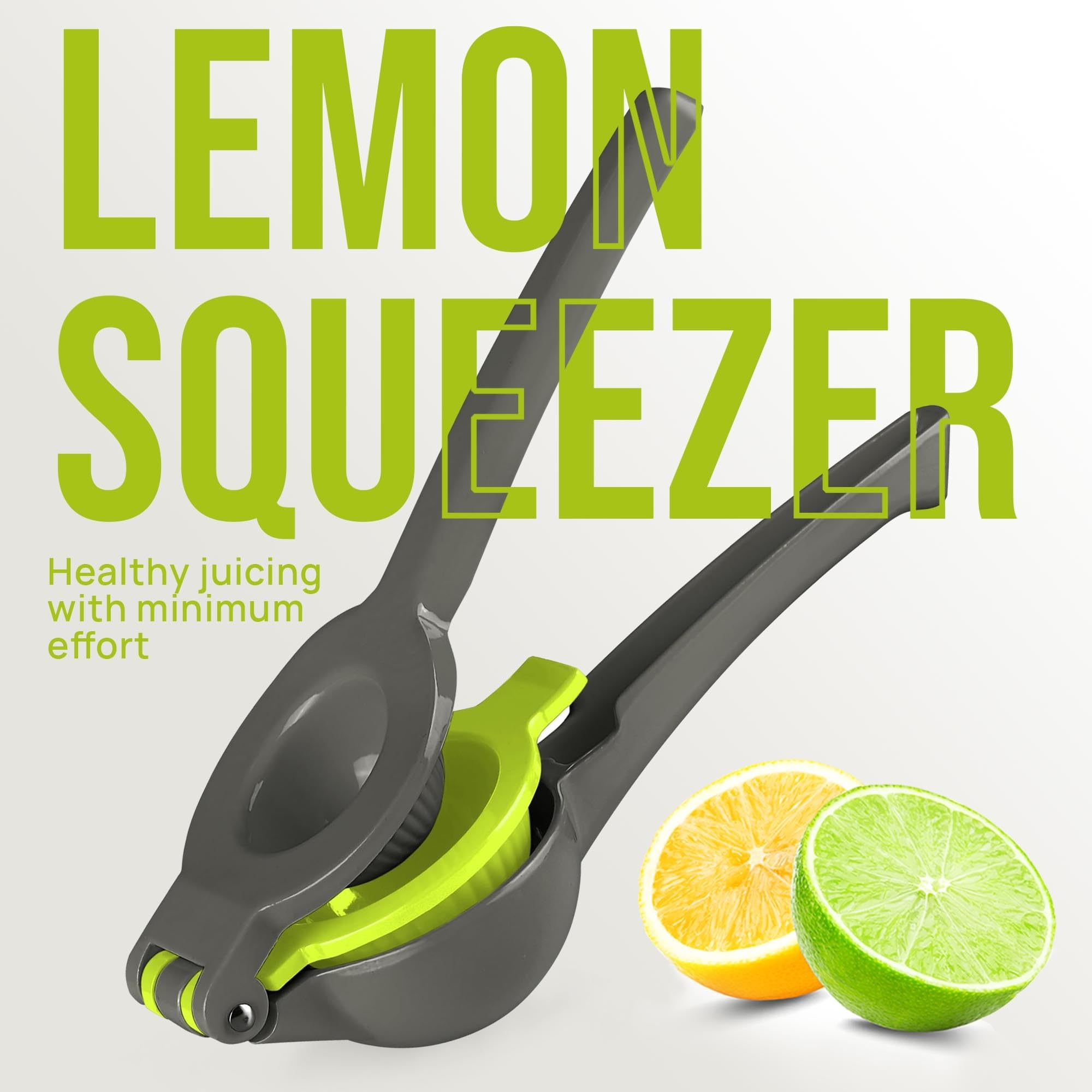 Zulay Kitchen Metal 2-in-1 Lemon Squeezer - Sturdy Max Extraction Hand Juicer Lemon Squeezer Gets Every Last Drop - Easy to Clean Manual Citrus Juicer - Easy-Use Lemon Juicer Squeezer - Yellow/Green