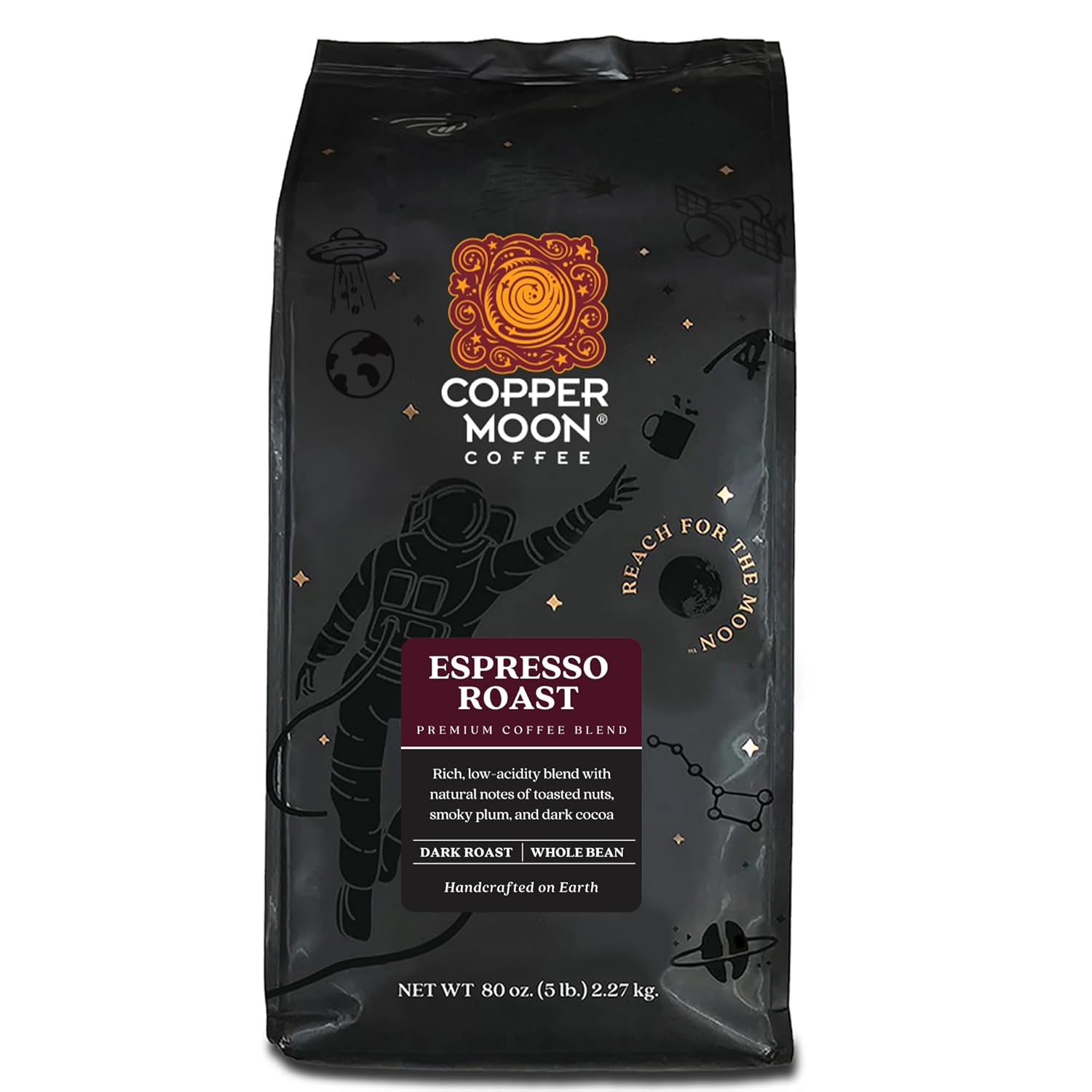 Copper Moon Medium Roast Whole Bean Coffee, Stargazer Blend, 2 Lb
