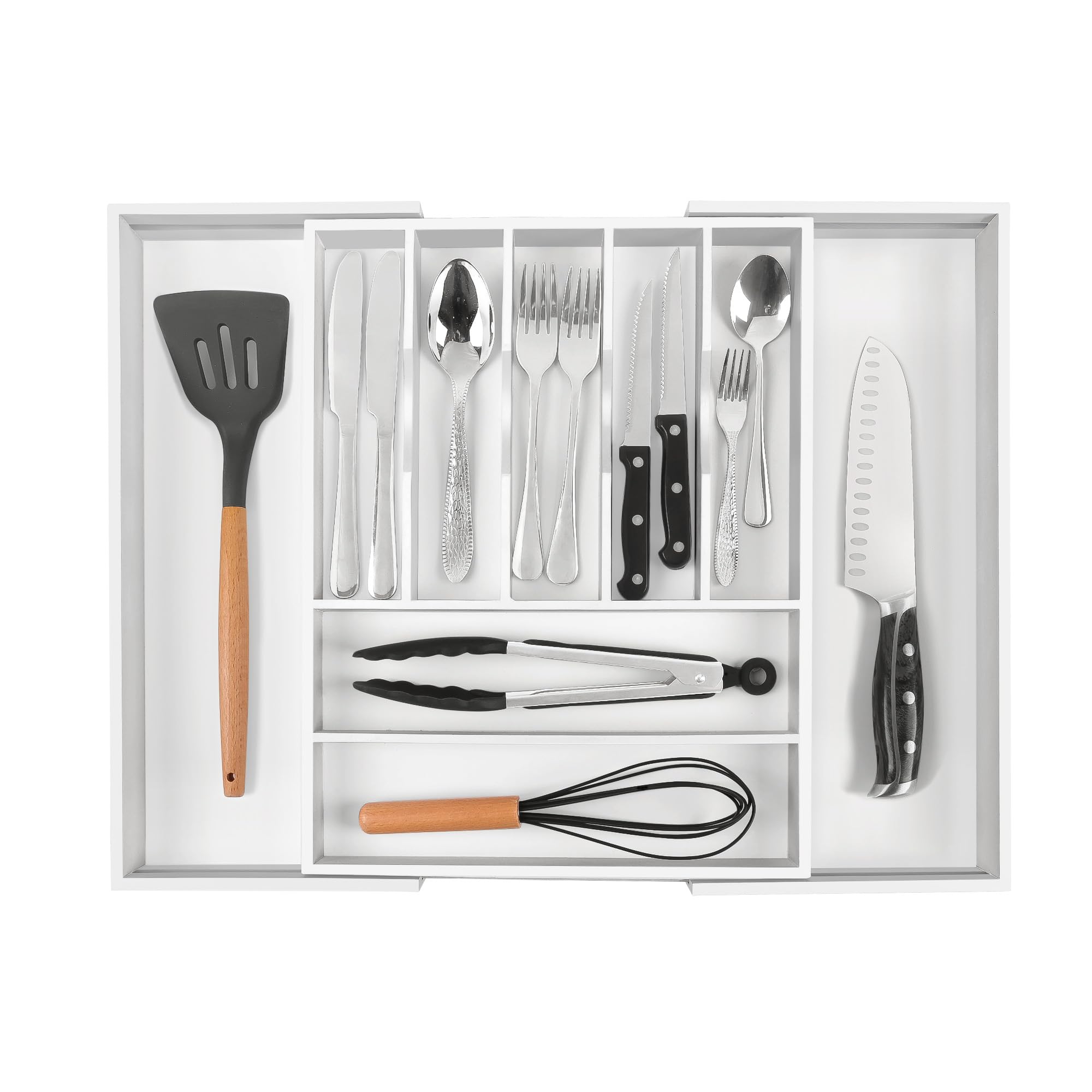 Bellsal Silverware Organizer Kitchen Drawer Organizer Expandable Bamboo Utensil Holder Cutlery Tray for Kitchen Utensil and Flatware Bedroom Office
