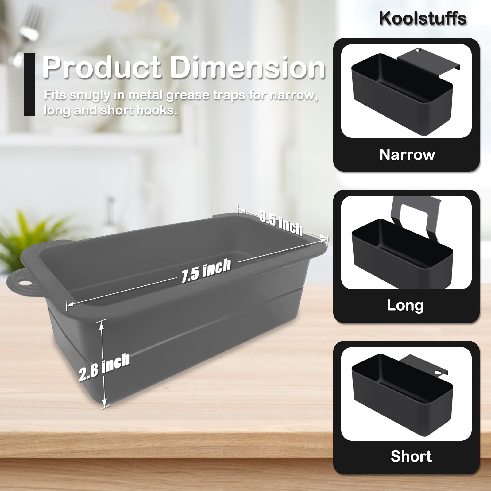 Silicone Grease Cup Liners for Blackstone 36 28 22 17 Inch Griddle, 2 Pack Reusable Grease Catcher Liner Grill Grease Tray Accessories for Blackstone