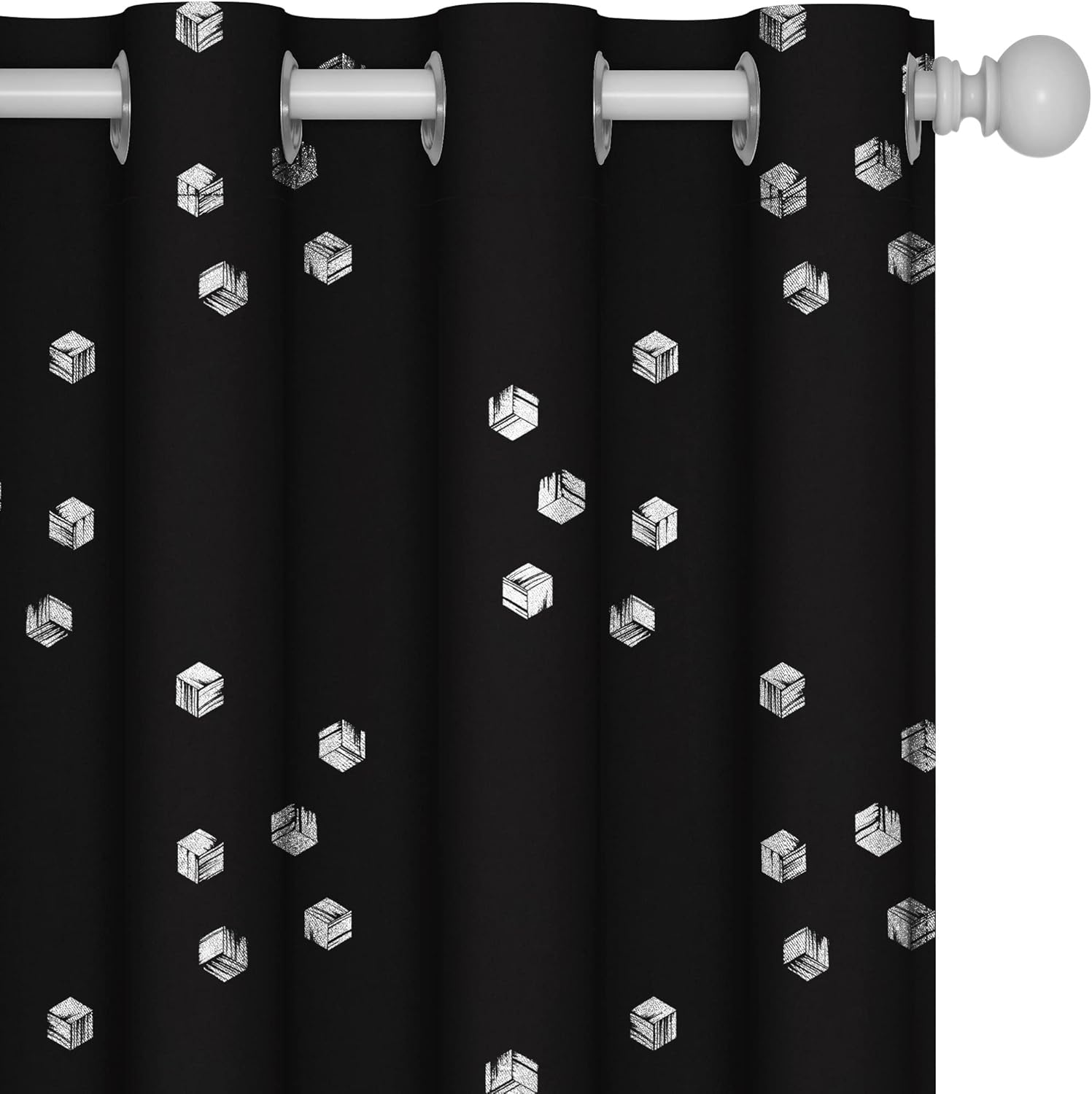 Deconovo Blackout Curtains, Grey Curtain, Thermal Insulated Soundproof Curtain Drapes, Wave Dot Foil Print, 52 x 84 Inch, 2 Panels, Machine‑Washable Privacy Window Drape for Bedroom Living Room Office