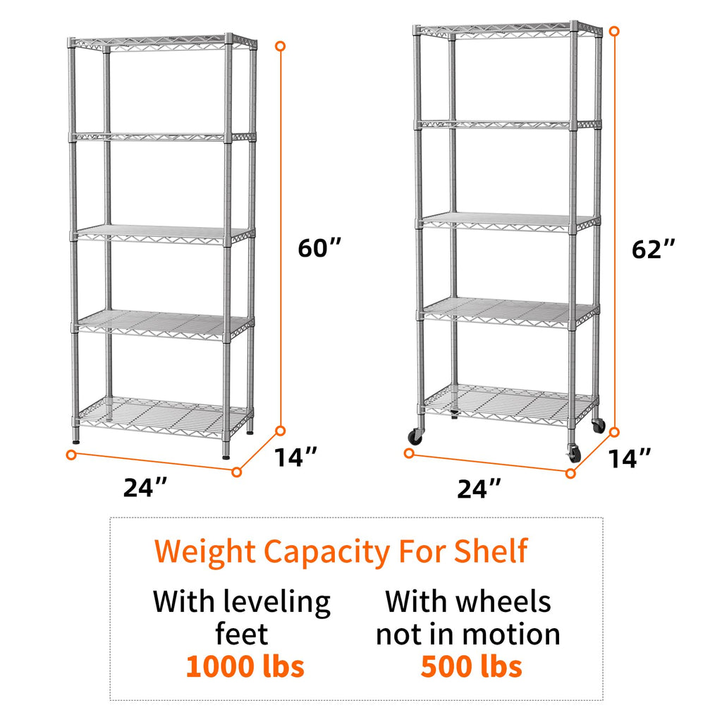 SINGAYE 3 Small Shelves Storage Shelf Wire Shelving Unit Metal Shelf Adjustable Organizers Storage Shelving with Wheels for Bathroom Laundry Room Kitchen Pantry11.5”D x 17.5”W x 30.5”H White