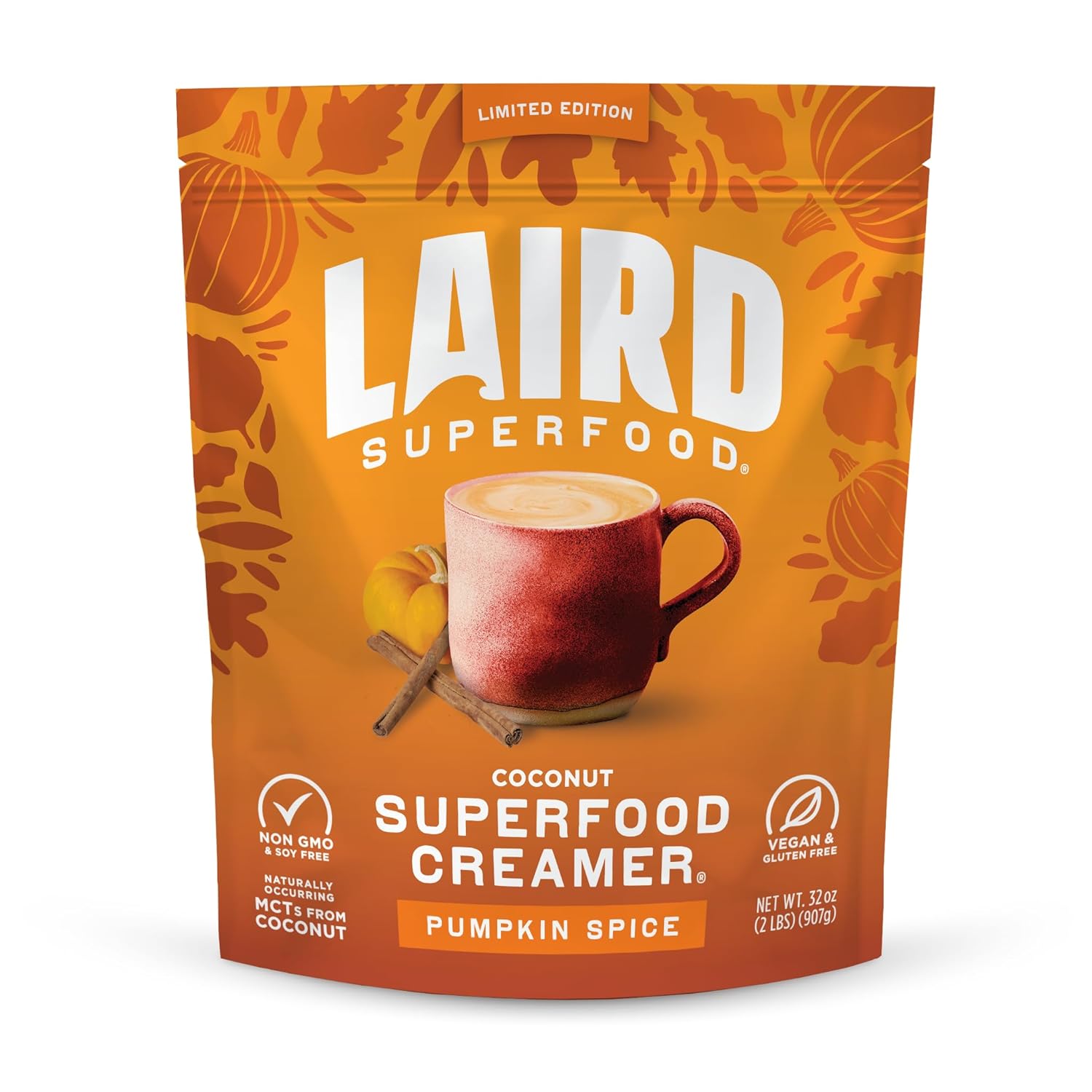 Laird Superfood Non-Dairy Coconut Powder Creamer - Sweet & Creamy + Adaptogens - Superfood Creamer with Functional Mushrooms - Non-GMO, Vegan, 8 oz. Bag, Pack of 1