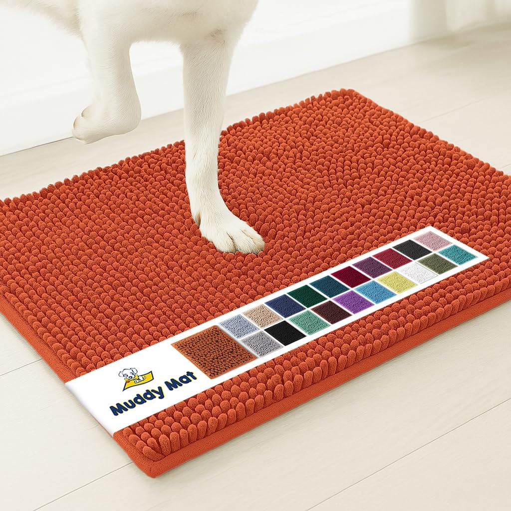 Muddy Mat® | Super Absorbent Door Mat Indoor, Microfiber Quick Dry Chenille Entryway Rug, Non-Slip Front Door Mat, Indoor Mats for Entryway, Machine Washable Pet Rug, Grey 30"x19"