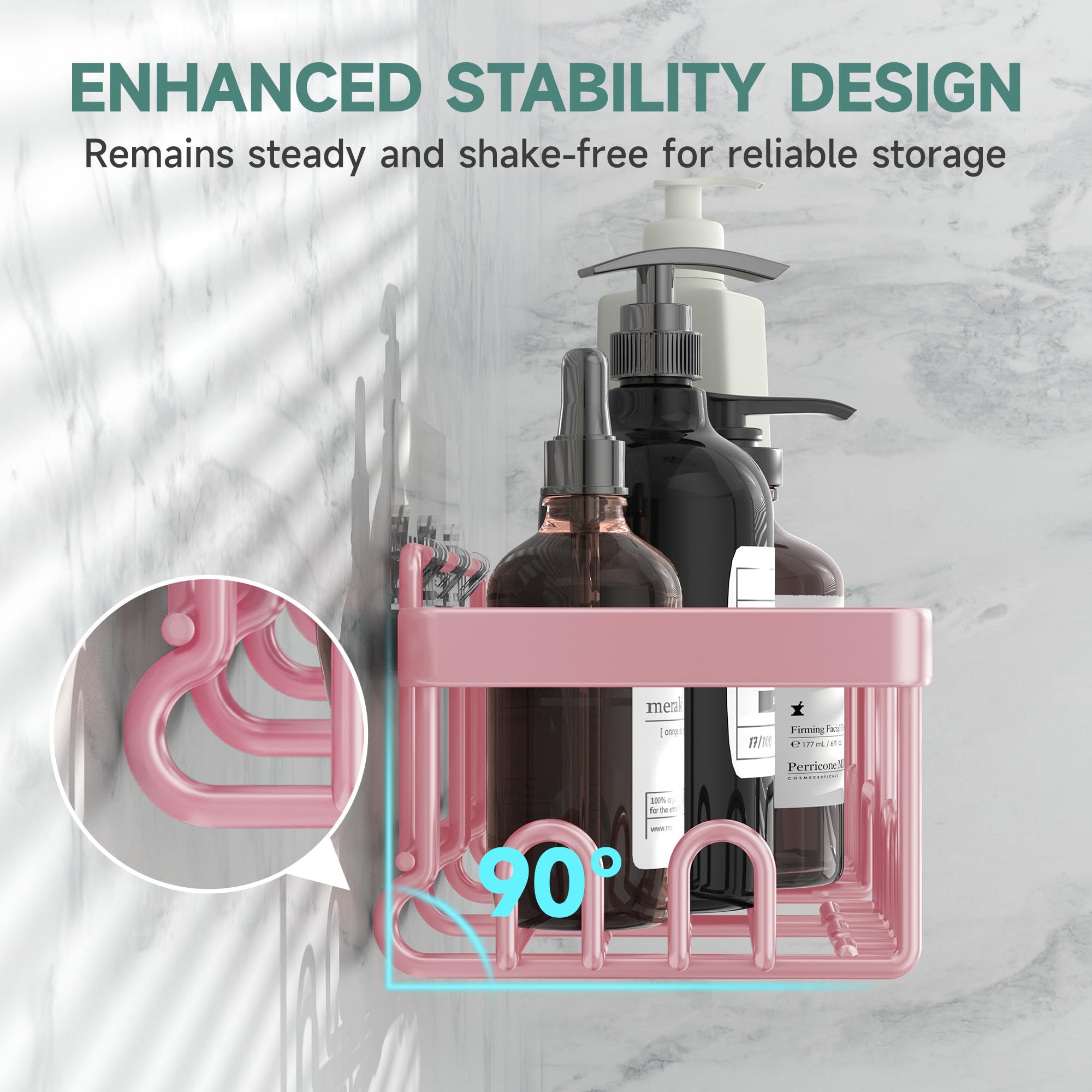 Veken Shower Caddy 6-Pack, Advanced Rustproof Design, No Drilling Adhesive Shelves, Rack with Soap Holder, Large Capacity Bathroom Organizers and Storage, Wall-Mounted Kitchen & Home Decor