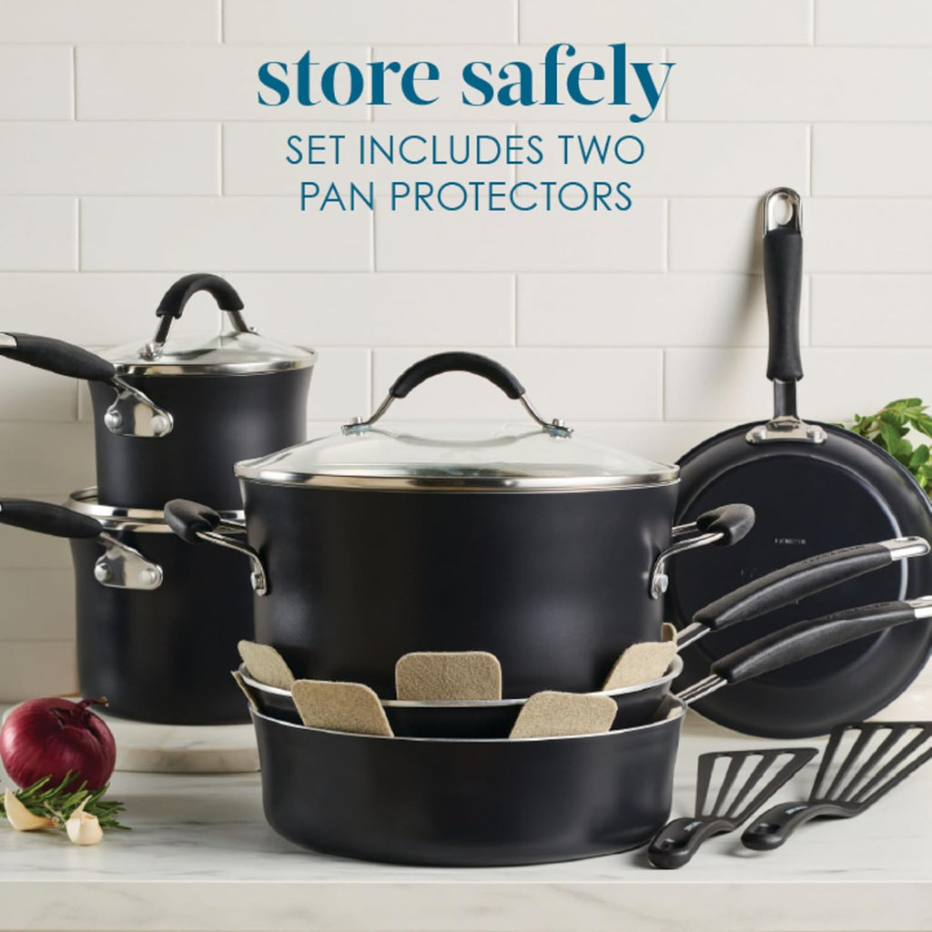 Rachael Ray - 16802 Rachael Ray Cucina Nonstick Cookware Pots and Pans Set, 12 Piece, Sea Salt Gray