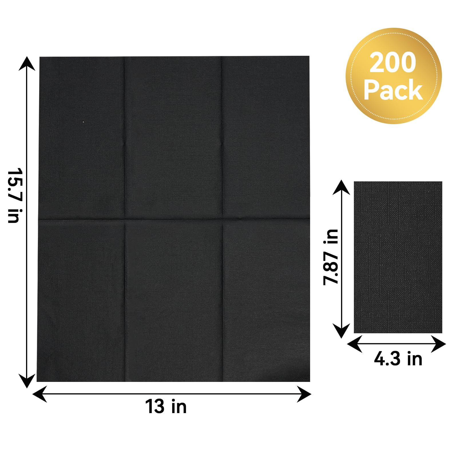 Vplus 1000 Pack Black Cocktail Napkins, Elegant Beverage Napkins, 3-Ply Disposable Paper Napkins 4.9x4.9 inch, Perfect for Restaurant, Bar, Party, Wedding, Dessert Napkins