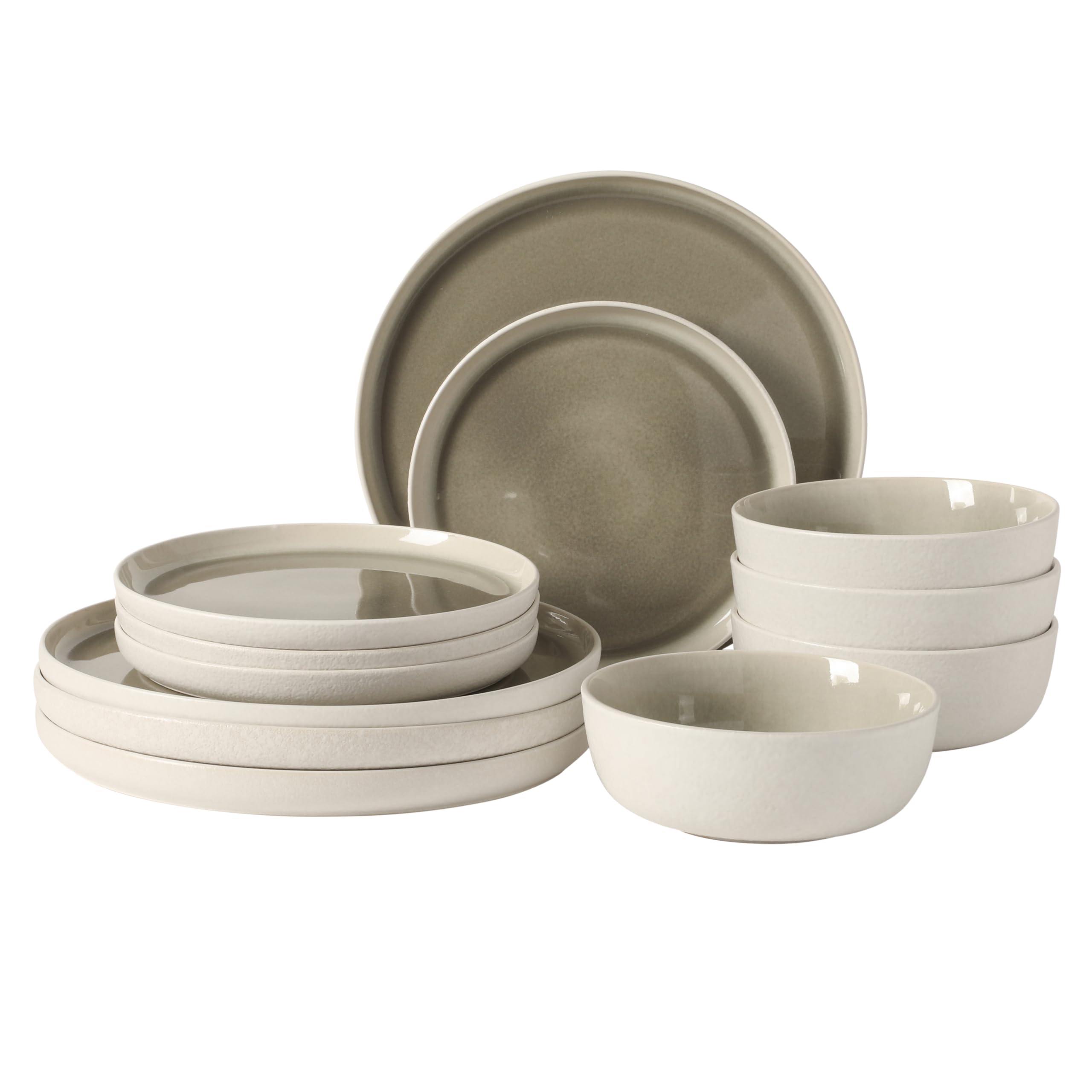 Gibson Elite Soho Lounge Square 16-Piece Dinnerware Set, Service for 4, Reactive Glaze Stoneware Plates and Bowls, Modern Dishes, Microwave & Dishwasher Safe – Red and Black