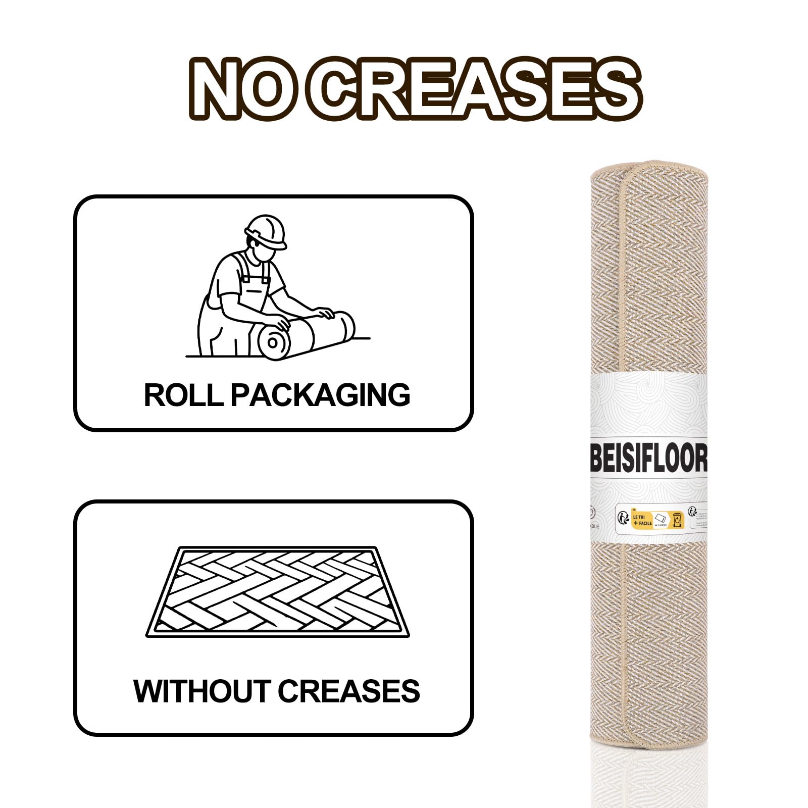 Ultra Thin Door Mat Indoor Entrance 17"x29", Low-Profile Indoor Door Mat, Non Slip Entry Mat Rubber Backing Unique Herringbone Design Inside Doormat Dirt Trapper Entryway Mats, Beige