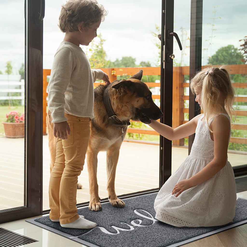 Door Mat (30"x17.5",Black), Welcome Mat Low Profile Front Doormat Floor Mat Non Slip Rugs for Entryway, Patio, High Traffic Areas
