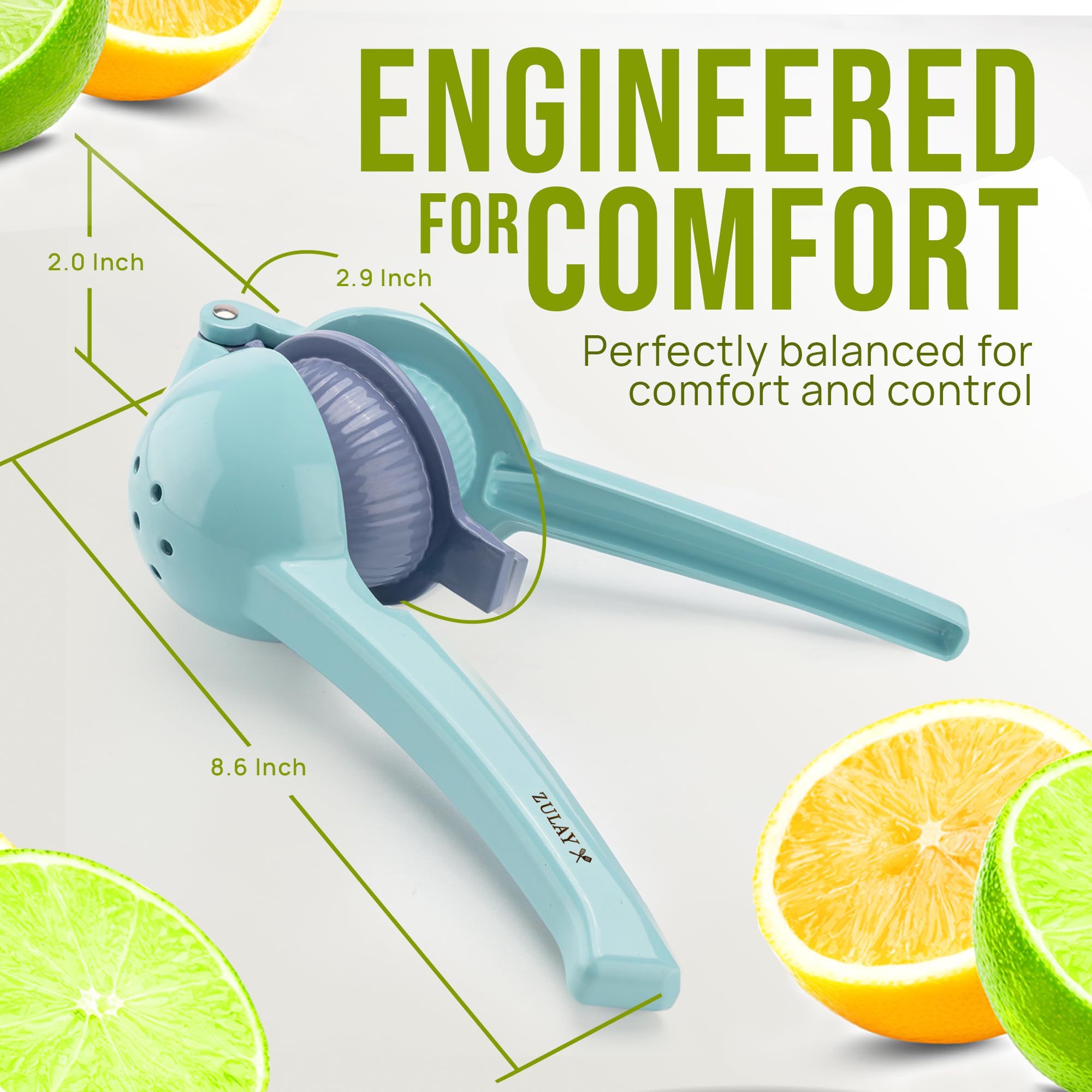 Zulay Kitchen Metal 2-in-1 Lemon Squeezer - Sturdy Max Extraction Hand Juicer Lemon Squeezer Gets Every Last Drop - Easy to Clean Manual Citrus Juicer - Easy-Use Lemon Juicer Squeezer - Yellow/Green