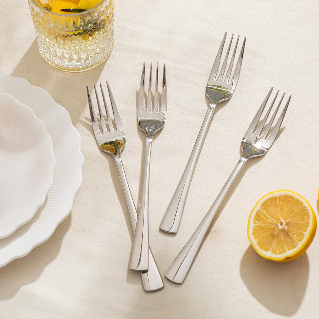 KINGSTONE 12 Piece Dinner Forks Set, 18/10 Stainless Steel Forks, Silver Food Grade Fork Set of 12, Metal Forks for Home, Kitchen, Weddings, Parties or Restaurant, Dishwasher Safe-8.18inches