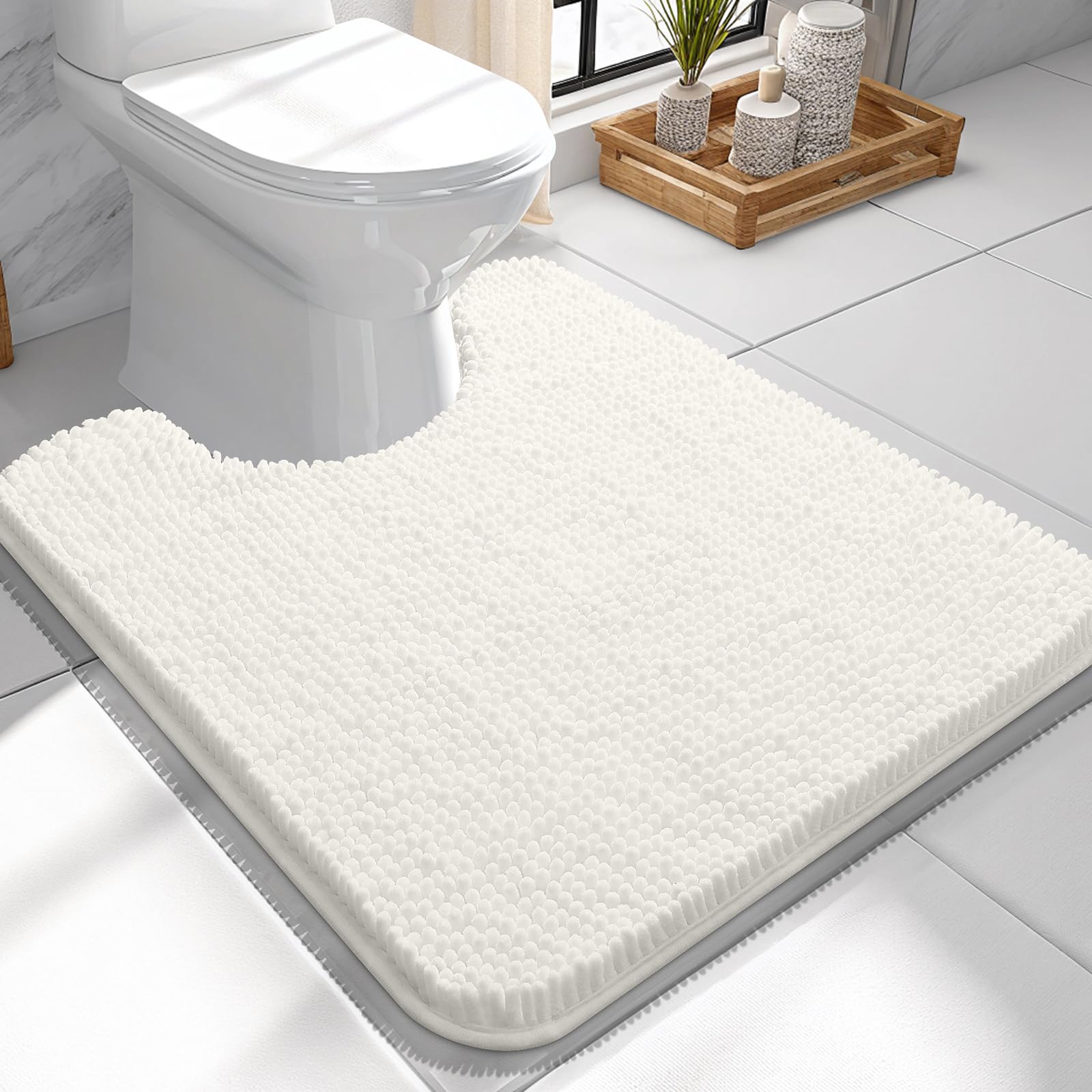 OLANLY Bathroom Rugs 30x20, Extra Soft Absorbent Chenille Bath Rugs, Rubber Backing Quick Dry, Machine Washable Bath Mats for Bathroom Floor, Tub and Shower, Home Decor Accessories, Grey