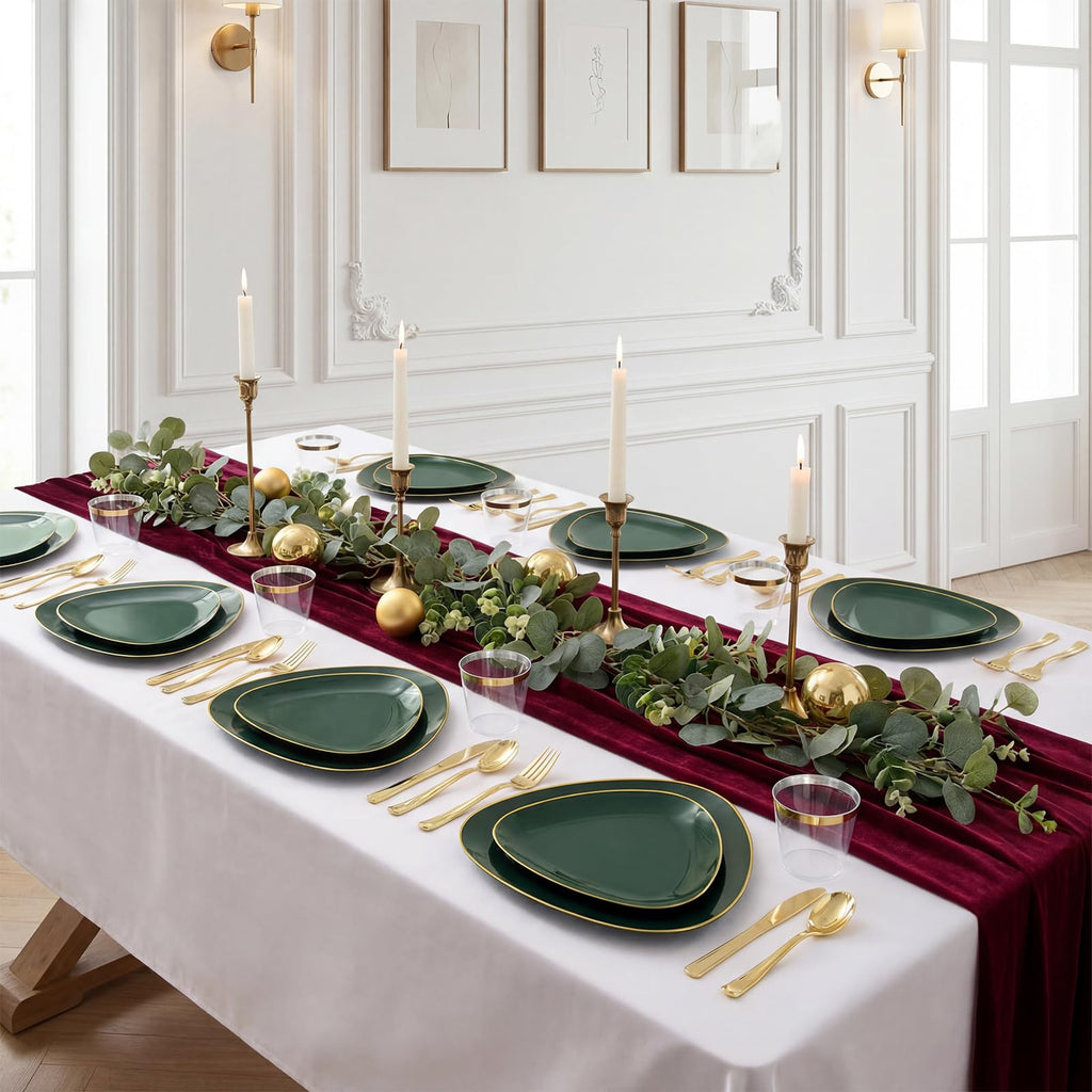 DaYammi 210Pcs White Gold Plastic Plates for Party,Gold Disposable Dinnerware Set Includes 60 gold Floral Plates,30 Plastic Silverware,30 Per Rolled Napkins,30 Cups for Mother's Day Party Wedding