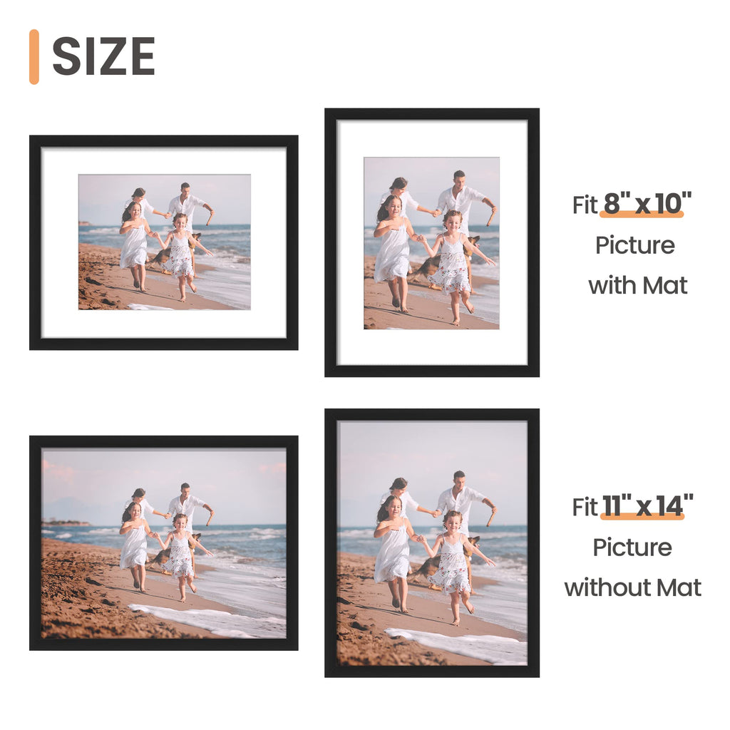 upsimples 5x7 Picture Frame Set of 10, Display Pictures 4x6 with Mat or 5x7 Without, Multi Photo Frames Collage for Wall or Tabletop Display, Black