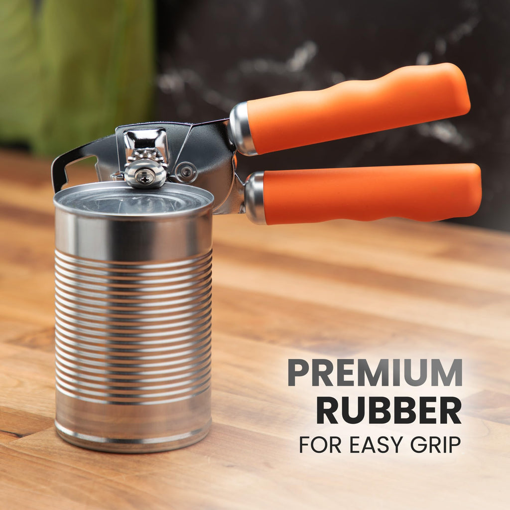 Zulay Kitchen COMFY™ Can Opener Manual with Bottle Opener - Rust Proof Stainless Steel Manual Can Opener With Turn Knob & Comfy Soft Grip Handles - Black