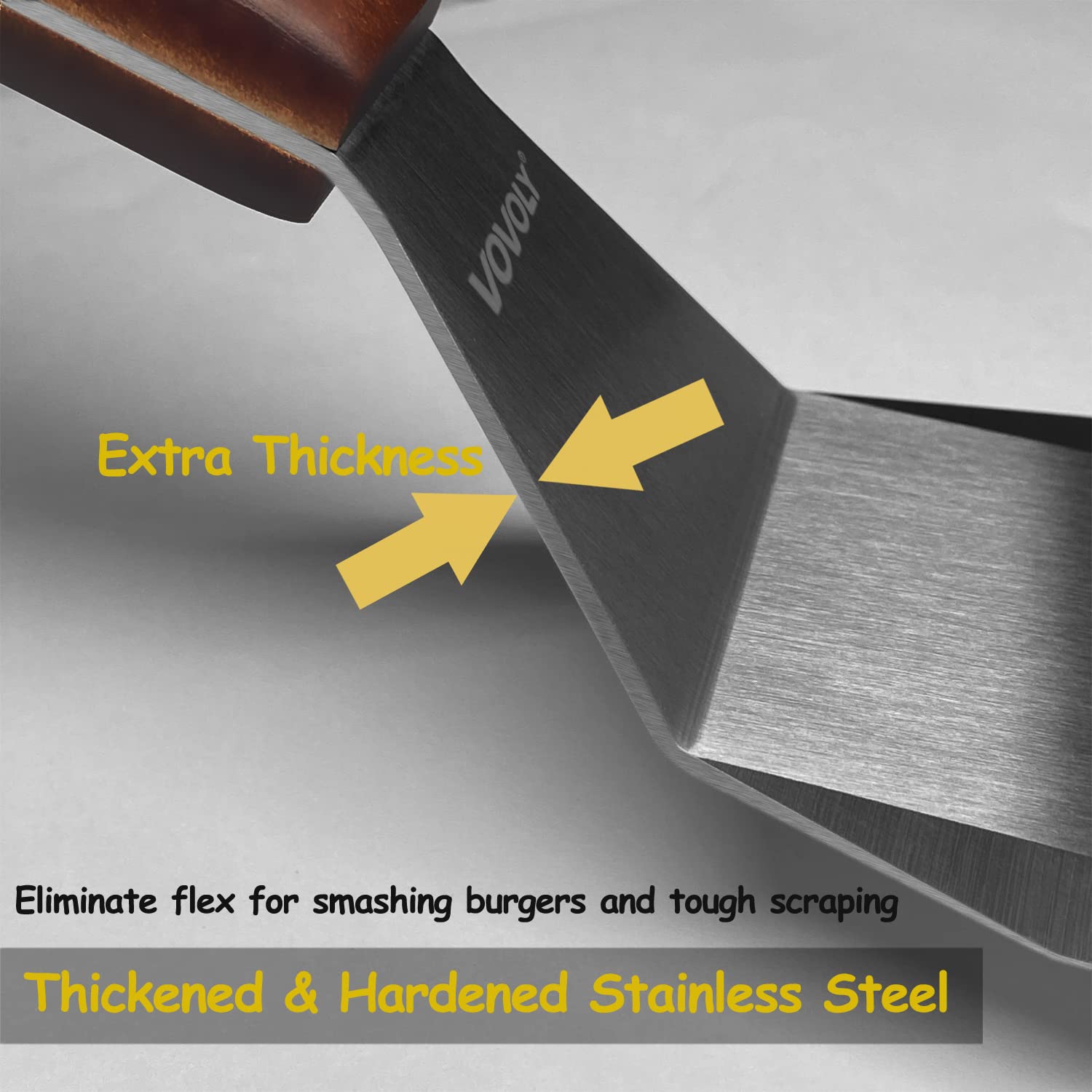 Professional Metal Spatula for Cast Iron Skillets and Flat Top Grills, Full Tang Wooden Handle,1.8mm Thick Stainless Steel Blade, Smash Burger Spatula Turner for Flipper, Cooking, BBQ, 4.7 x 2.7 Inch