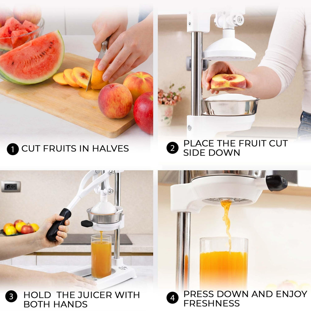 Zulay Kitchen Cast Iron Juicer - Easy-to-Clean Heavy-Duty Manual Juicer, Professional Citrus Juicer - Stainless Steel Lemon Squeezer - Manual Citrus Press & Orange Squeezer - Orange Juicer (Black)