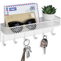 Key Holder for Wall – Decorative Stainless Steel Key Hanger with 6 Hooks for Hats, Bags, Leashes – Mail Holder Key Rack with Mounting Hardware and Guide (9.65” x 2.8” x 2.2”) (Black)
