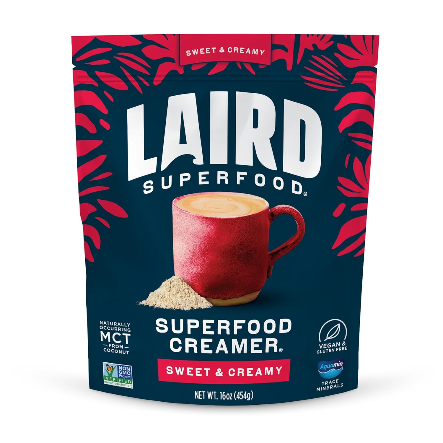 Laird Superfood Non-Dairy Coconut Powder Creamer - Sweet & Creamy + Adaptogens - Superfood Creamer with Functional Mushrooms - Non-GMO, Vegan, 8 oz. Bag, Pack of 1