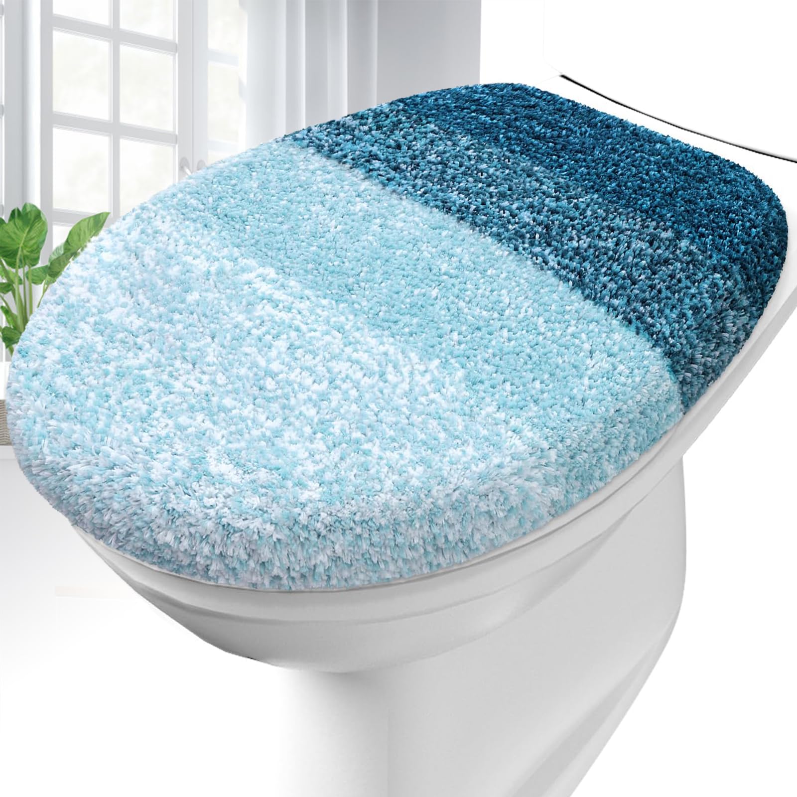 OLANLY Soft Microfiber Bathroom Toilet Lid Cover, Machine Washable Seat Covers, 17.5x15, Stays in Place Rubber Backing, Fits Most Round, Elongated and Oblong Lids, Accessories Decor, Gray