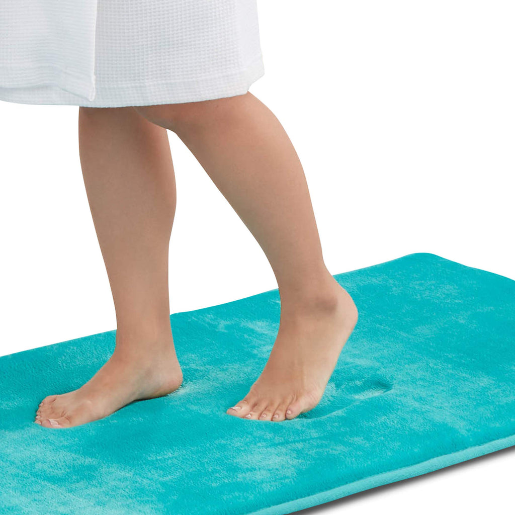 Genteele Memory Foam Bath Mat Non Slip Absorbent Super Cozy Velvet Bathroom Rug Carpet (20 inches X 32 inches, Grey)
