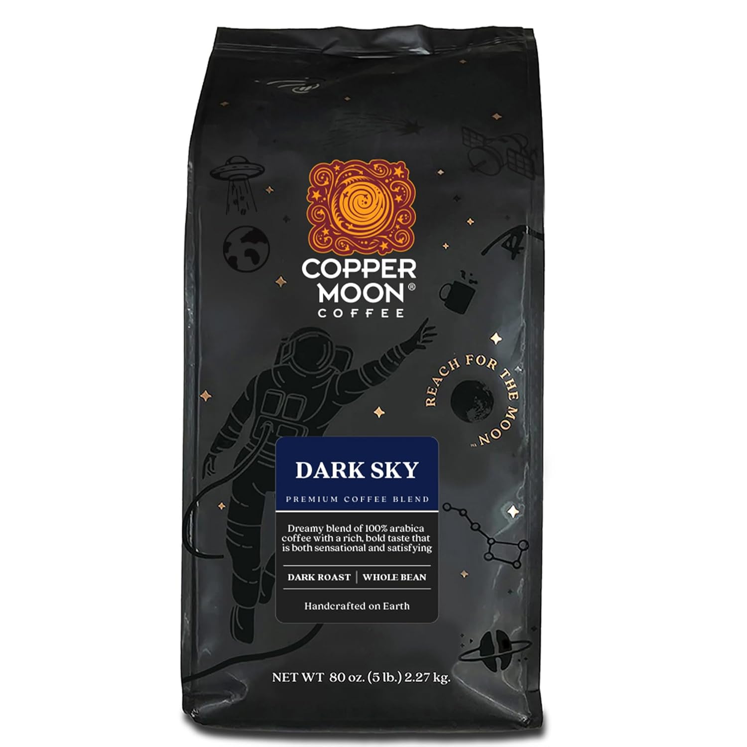 Copper Moon Medium Roast Whole Bean Coffee, Stargazer Blend, 2 Lb