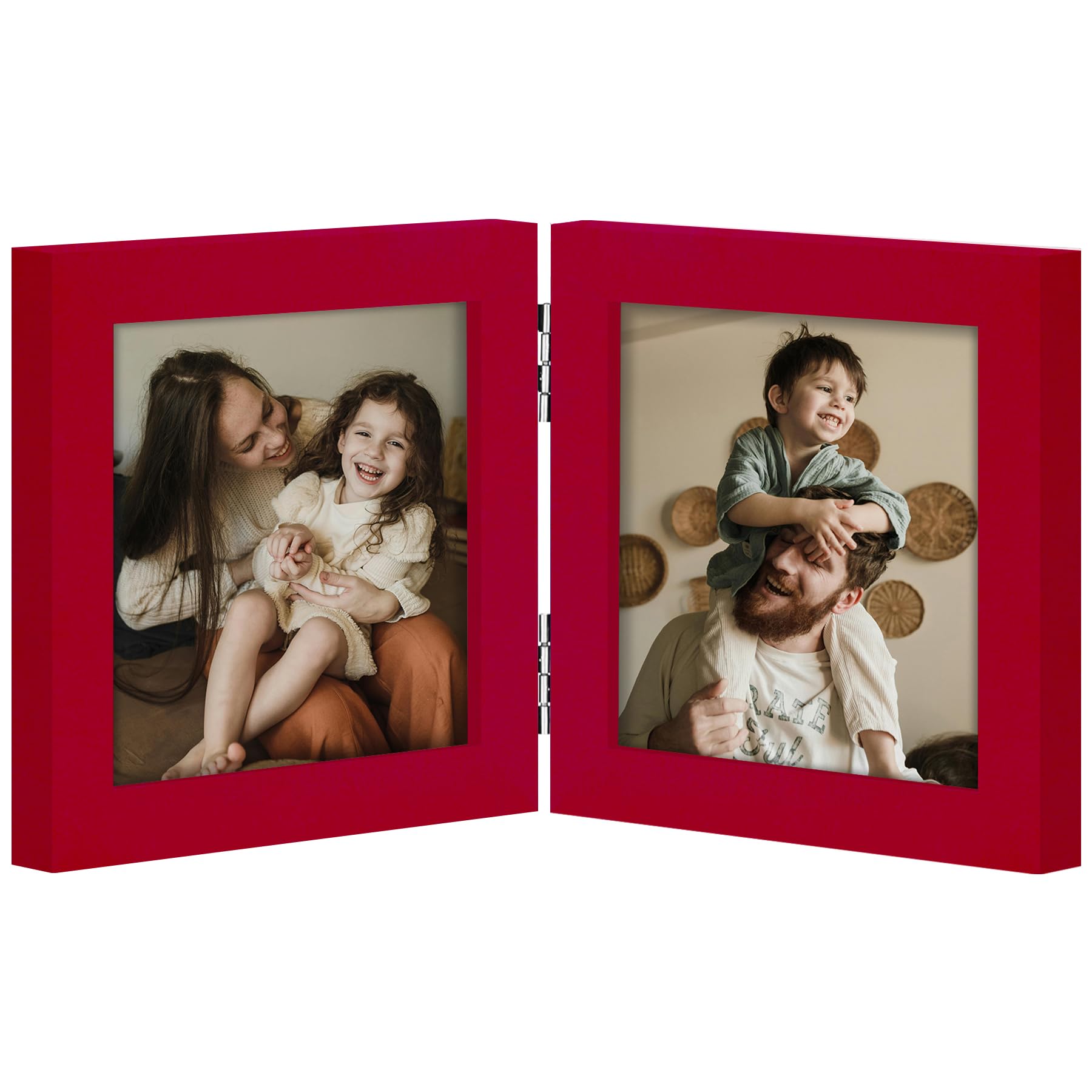 decorUhome Double 4x6 Picture Frame Vertical, Engineered Wood Bifold Photo Frame with Plexiglass for Tabletop Display, 4x6, Black