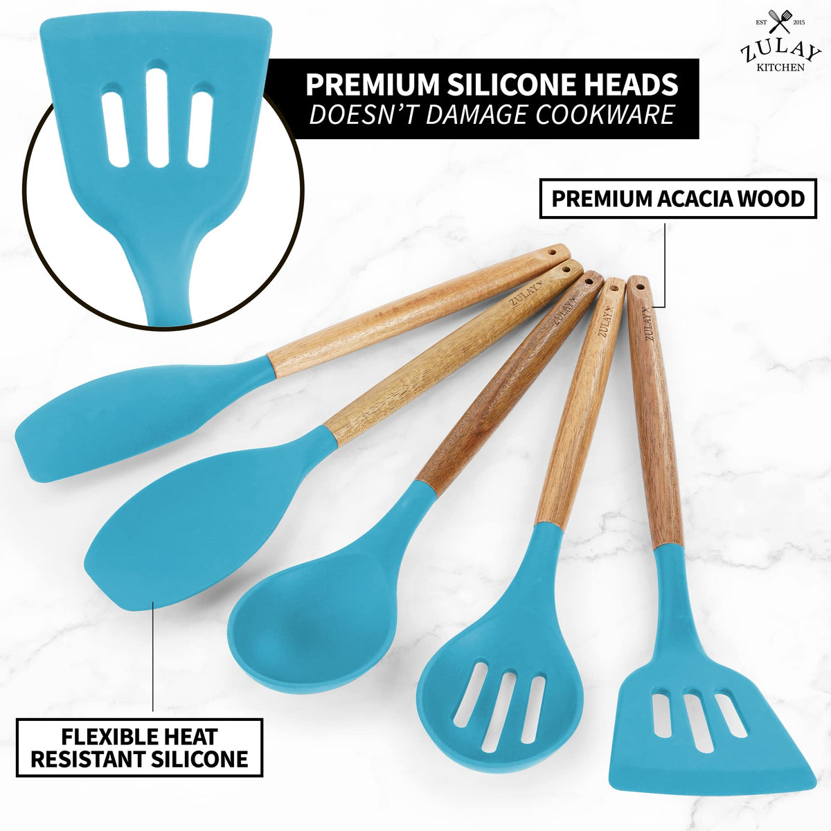 Zulay Kitchen 5 Piece Silicone Utensil Set