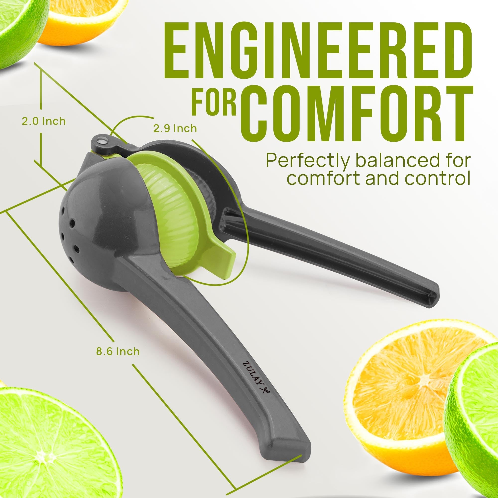 Zulay Kitchen Metal 2-in-1 Lemon Squeezer - Sturdy Max Extraction Hand Juicer Lemon Squeezer Gets Every Last Drop - Easy to Clean Manual Citrus Juicer - Easy-Use Lemon Juicer Squeezer - Yellow/Green
