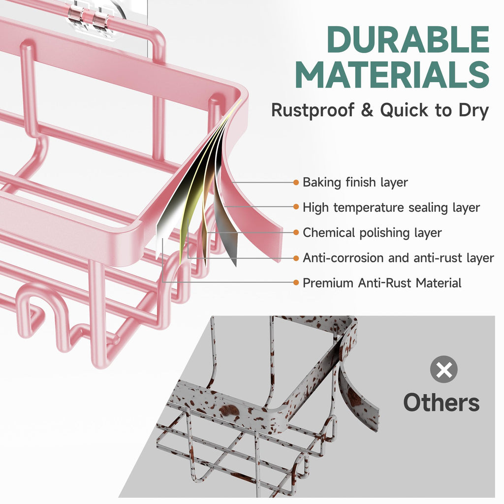 Veken Shower Caddy 6-Pack, Advanced Rustproof Design, No Drilling Adhesive Shelves, Rack with Soap Holder, Large Capacity Bathroom Organizers and Storage, Wall-Mounted Kitchen & Home Decor