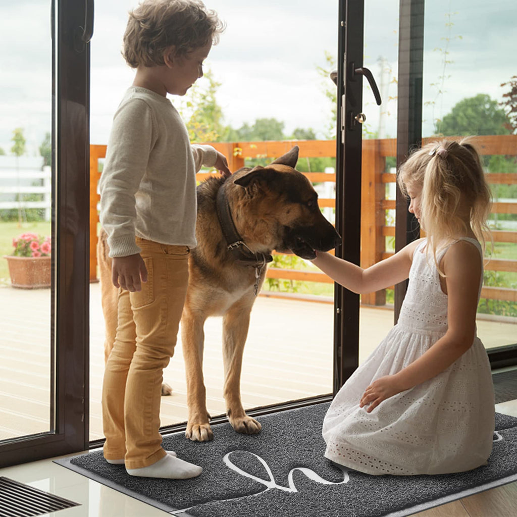 Door Mat (30"x17.5",Black), Welcome Mat Low Profile Front Doormat Floor Mat Non Slip Rugs for Entryway, Patio, High Traffic Areas