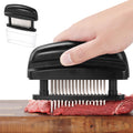 KEOUKE Meat Needle Tenderizer Black - 48 Stainless Steel Sharp Needles with Protective Cover, Compact Tenderizer for Beef, Chicken & Steak, Dishwasher Safe, Meat Mallet Alternative
