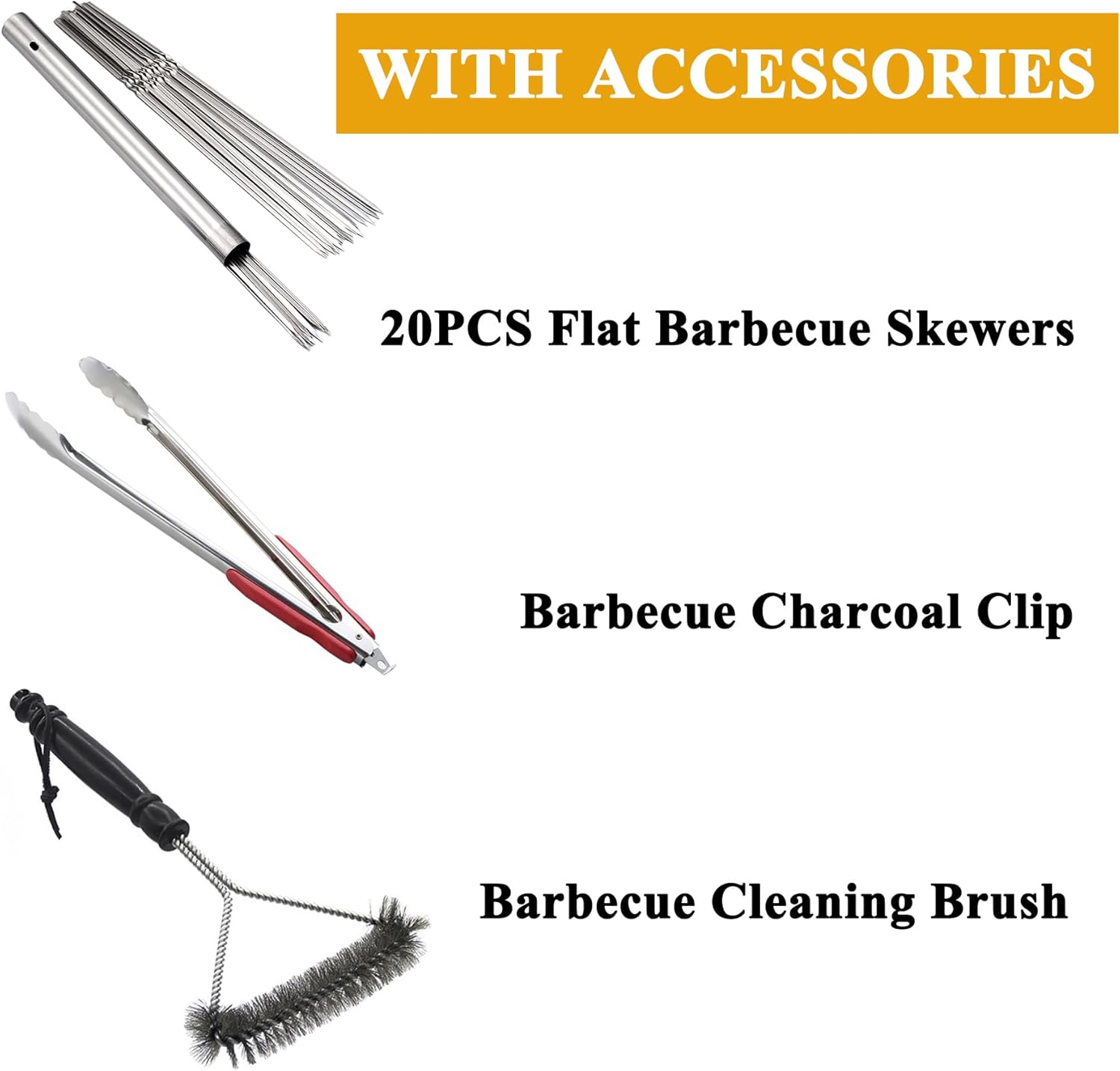 WILLBBQ Charcoal Grills Commercial Quality Portable Multiple Size Hibachi BBQ Lamb Skewer Folded Camping Barbecue Grill(39.4x7.1x5.1 inch With Accessories) and BBQ Bag