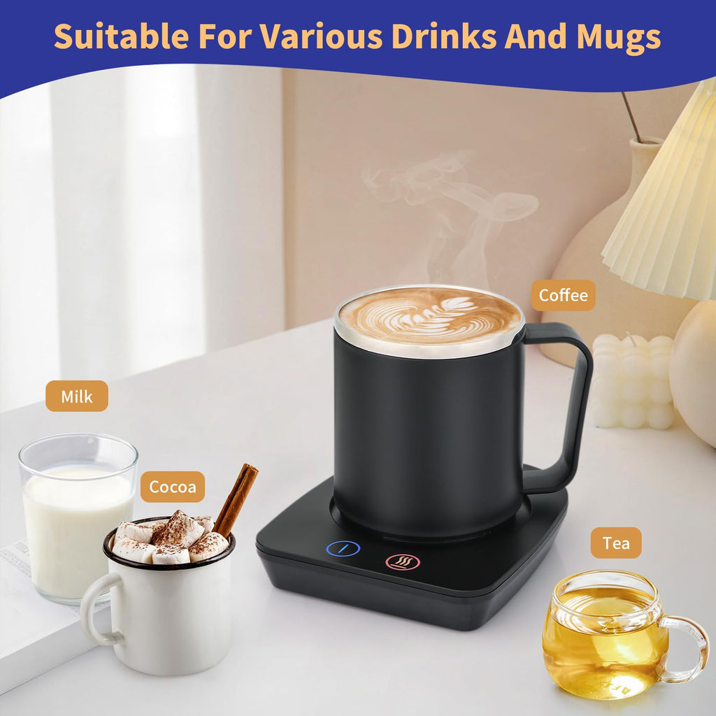 VOBAGA Imitation Wood Grain Coffee Cup Warmer & Mug Warmer for Desk, Electric Coffee Warmer Plate with 3-Temp Settings for Tea, Cocoa, Milk with Auto Shut Off After 4 Hours, Coffee Gifts for Women Men