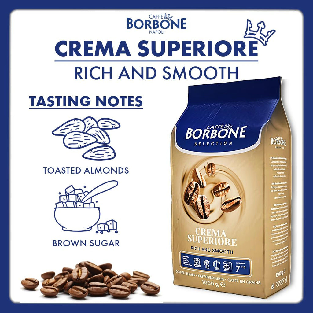 Caffè Borbone Crema Superiore Whole Bean Coffee, Arabica and Robusta Blend, Medium Roast, 2.2 lb Bag (Pack of 1)