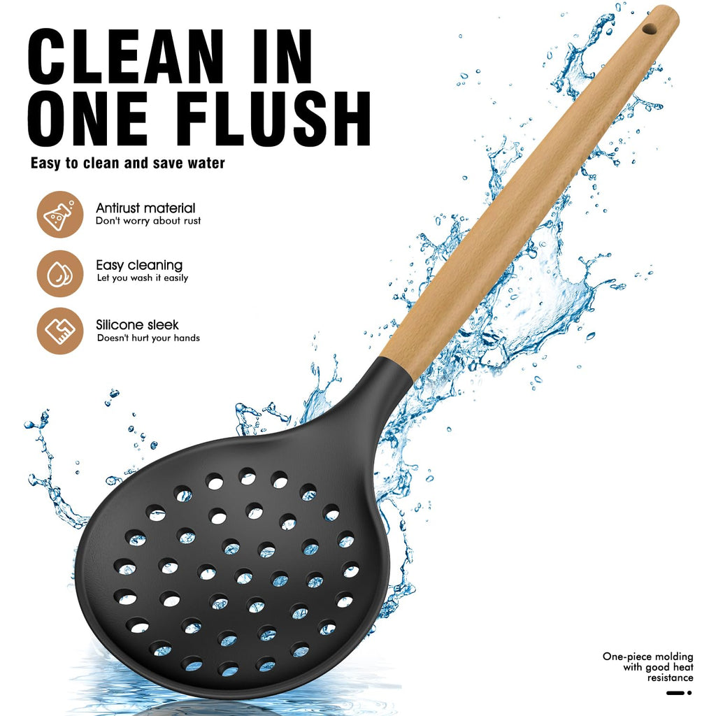 oannao Silicone Cooking Utensils Kitchen Utensil Set - 446°F Heat Resistant Silicone Kitchen Utensils Set, Spatula,Turner Tongs, Spoon, Whisk,Kitchen Gadgets for Nonstick Cookware, BPA Free (Gray)