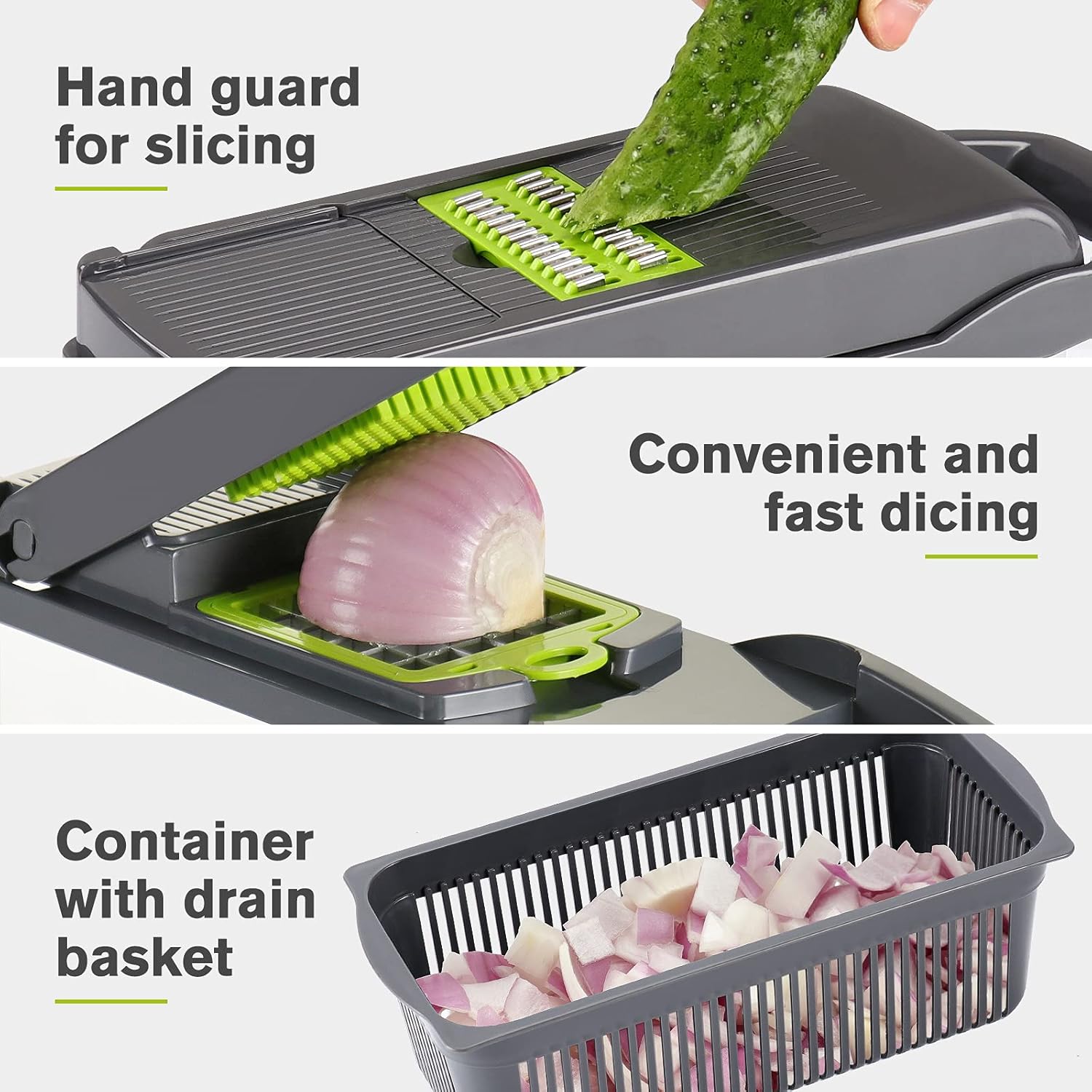 KEOUKE Rotary Cheese Grater with 12 in 1 Multi-functional Vegetable Chopper