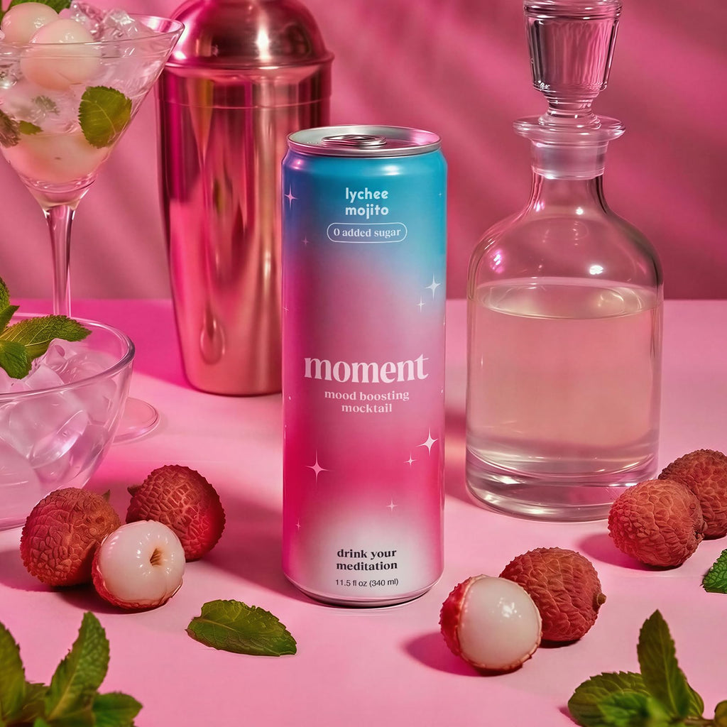 Moment Mocktails Non-Alcoholic Drinks (Shark Tank) - Calm, Clarity & Relaxation with L-Theanine & Ashwagandha - Sparkling Adaptogen Drink - 0 Sugar 0 Caffeine - 12 Pack 11.5 fl oz - Classics