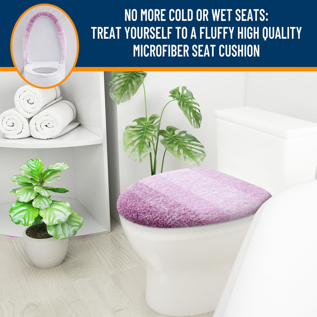 OLANLY Soft Microfiber Bathroom Toilet Lid Cover, Machine Washable Seat Covers, 17.5x15, Stays in Place Rubber Backing, Fits Most Round, Elongated and Oblong Lids, Accessories Decor, Gray
